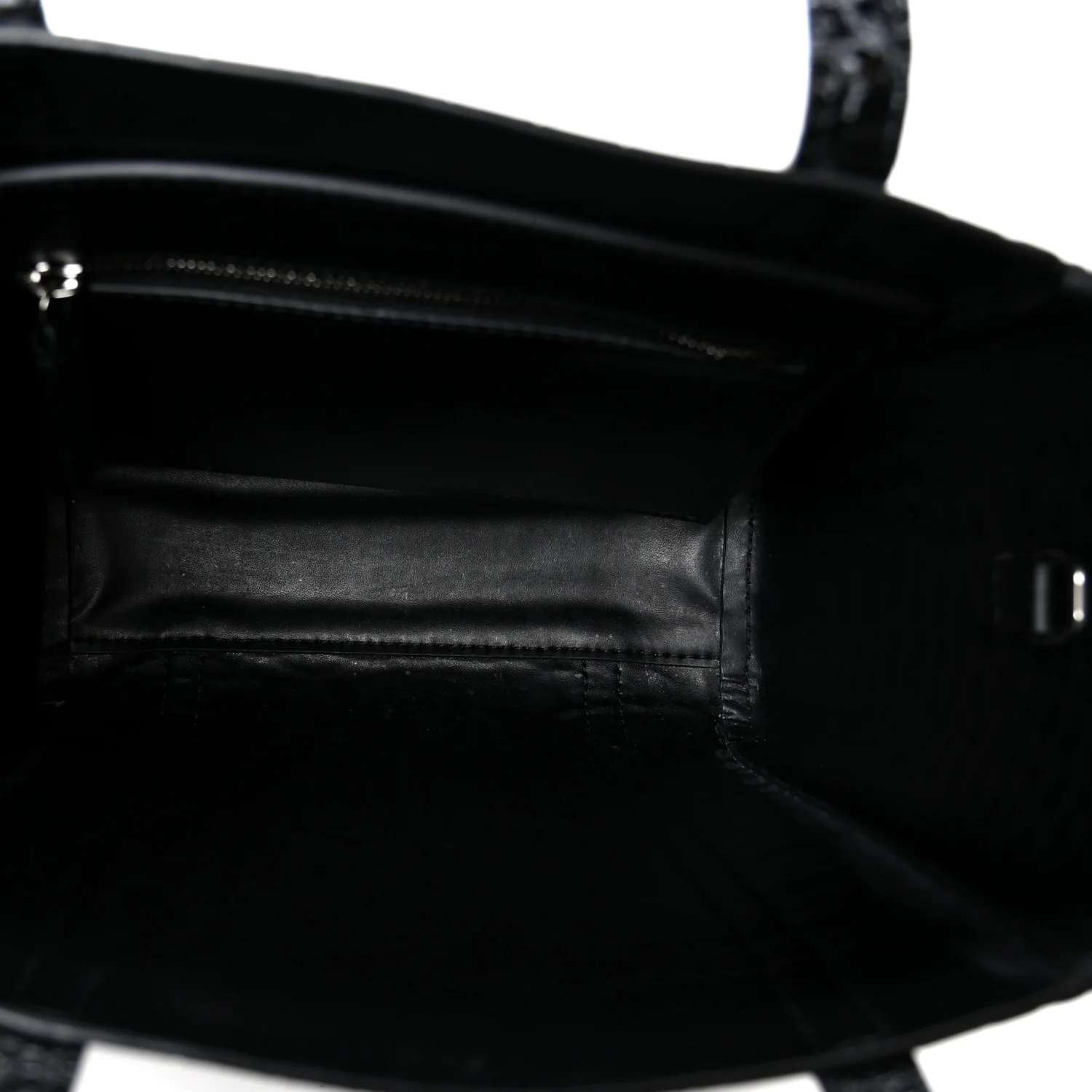 Shiny Calfskin Logo Crocodile Embossed XXS Everyday Tote  Black - Top Club