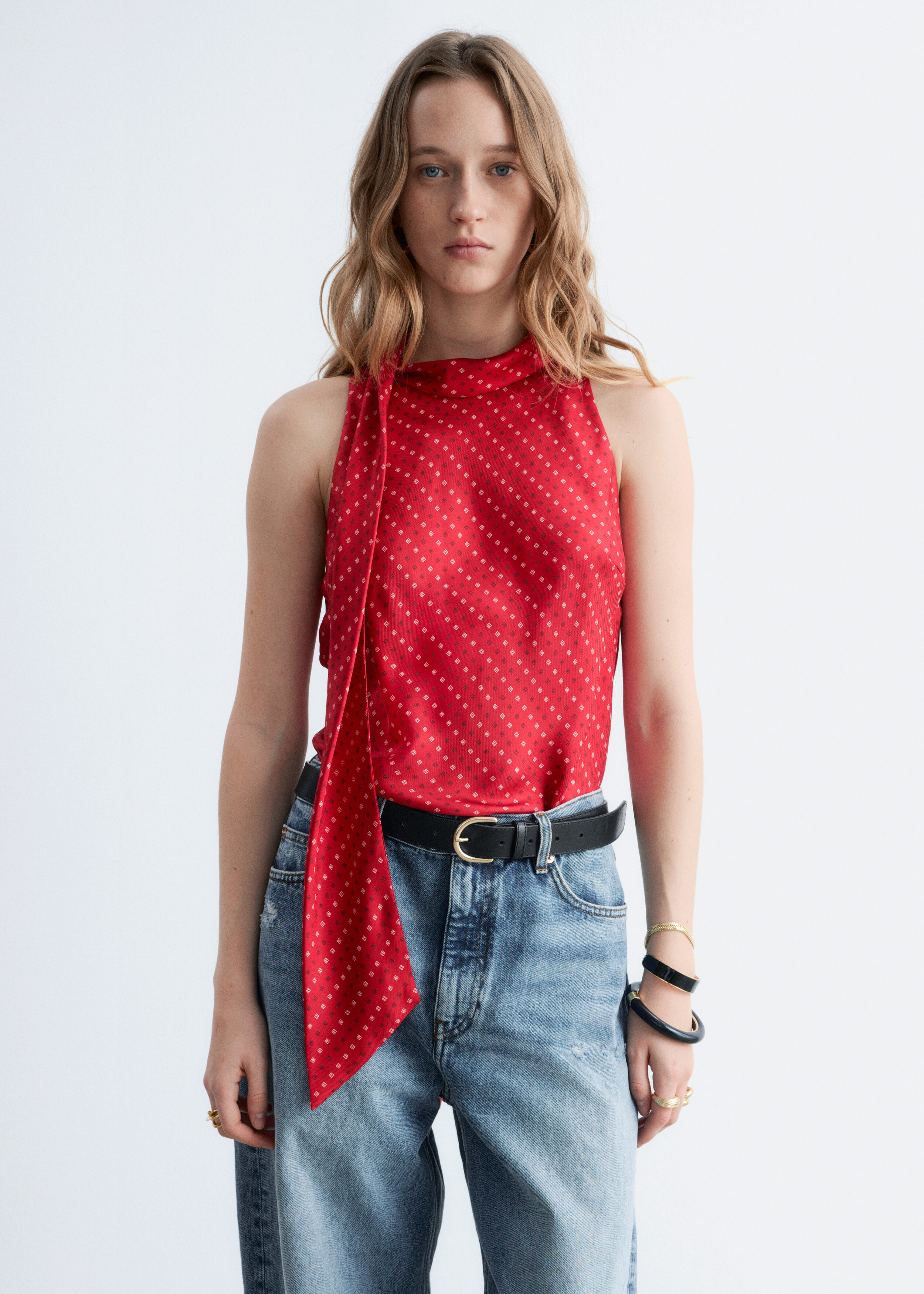 & Other Stories SCARF-NECK SILK TOP