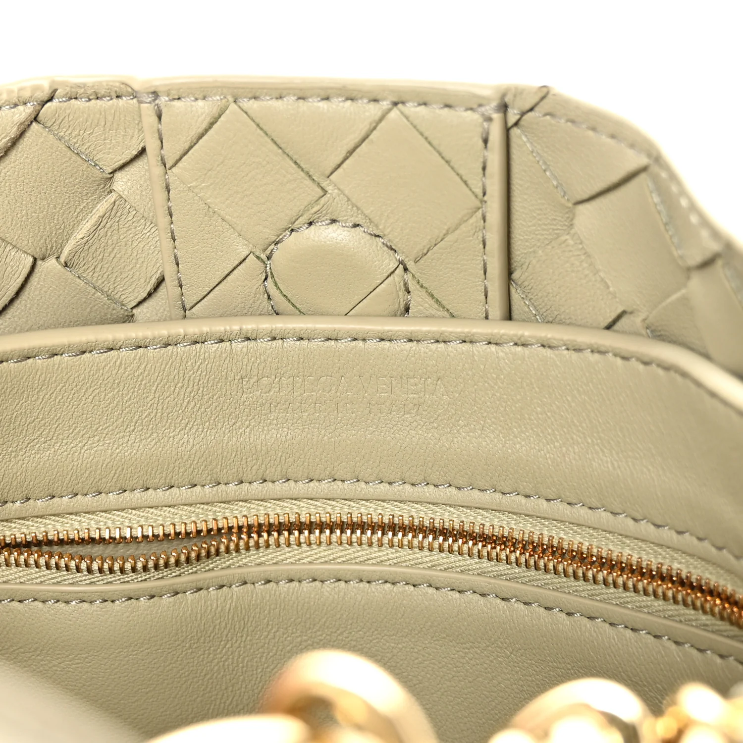Nappa Intrecciato Small Andiamo With Chain Shoulder Bag Travertine - Top Club