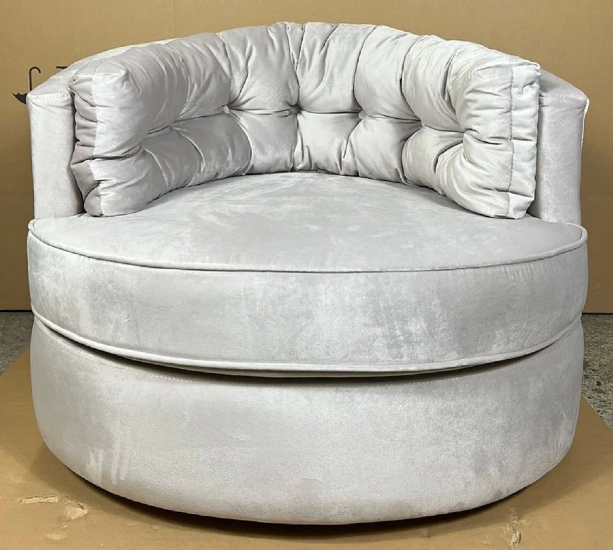 Luxury swivel armchair silver 90 x 86 x H. 72 cm - living room armchair with elegant velvet fabric - living room furniture - luxury furniture