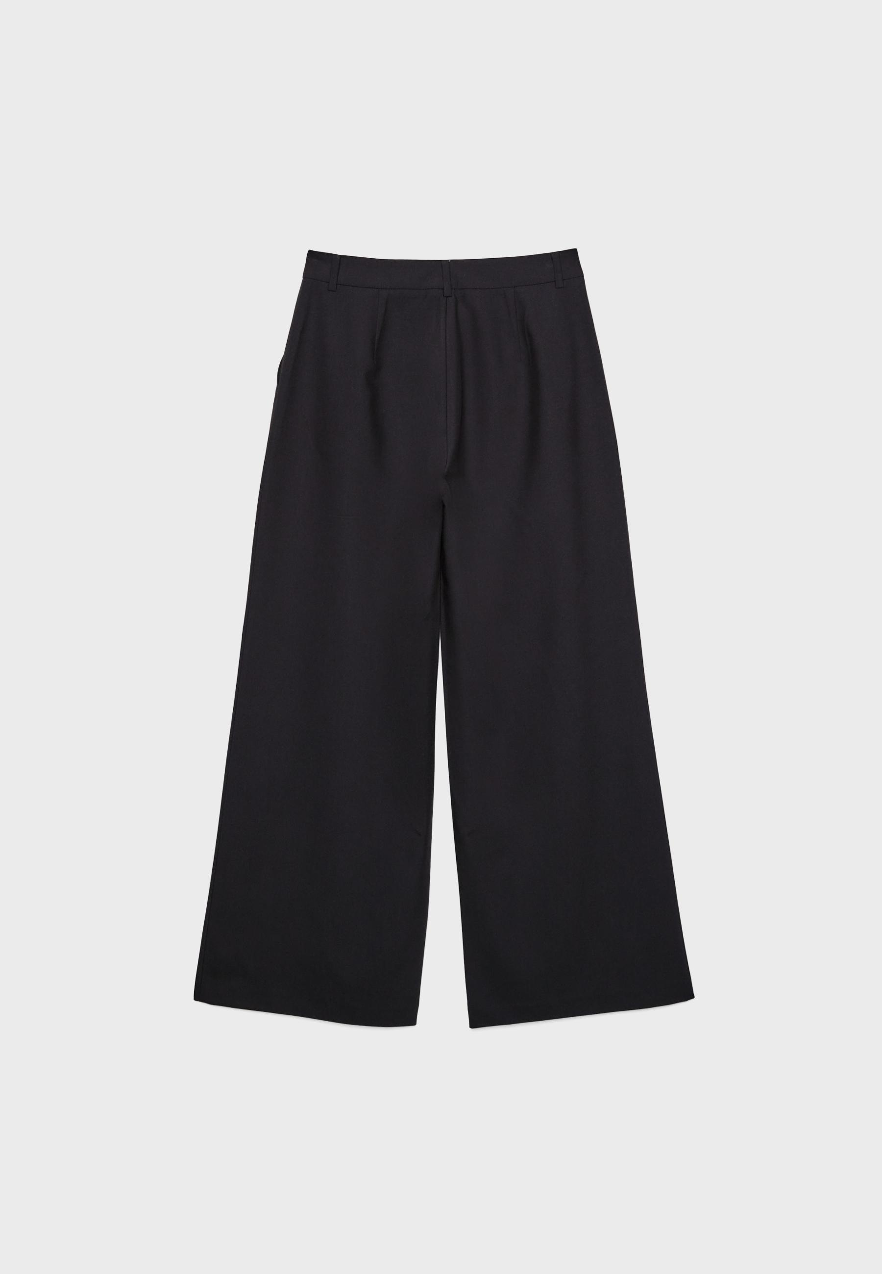 CASUAL STRIPED SMART TROUSERS WITH CROSSOVER WAIST
