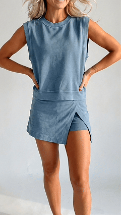 Women's Distressed-Look Pure Cotton T-Shirt & Shorts Two-Piece Set - Nordfashionstorm - Women's Clothing, Fashion for You - Nordfashionstorm.com
