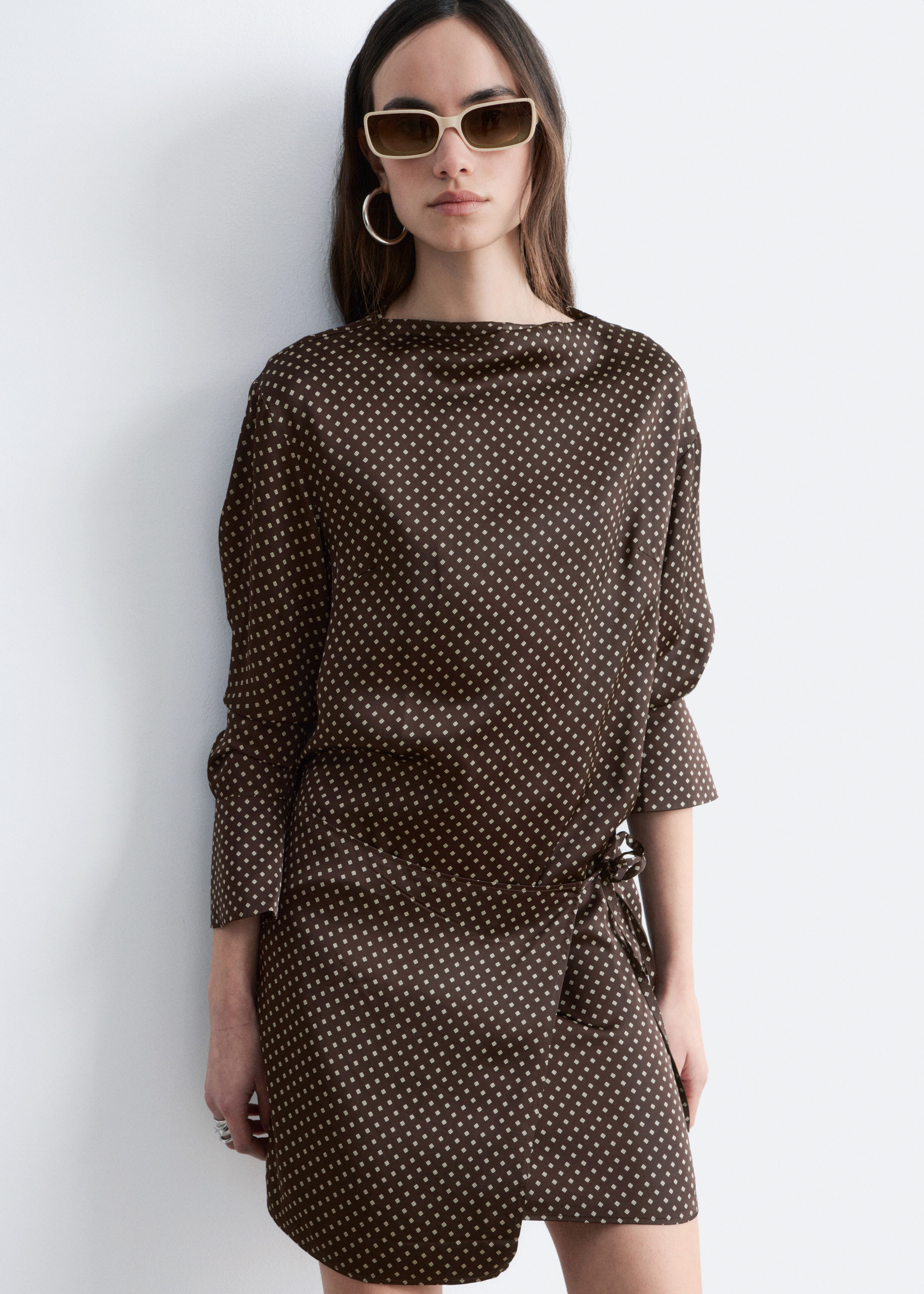 & Other Stories SATIN TIE-CLOSURE MINI DRESS