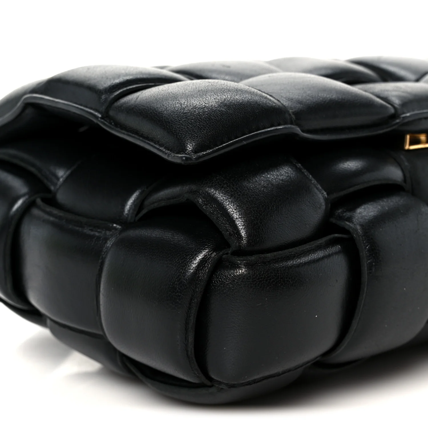 Nappa Maxi Intreccio Padded Cassette Crossbody Bag Black - Top Club