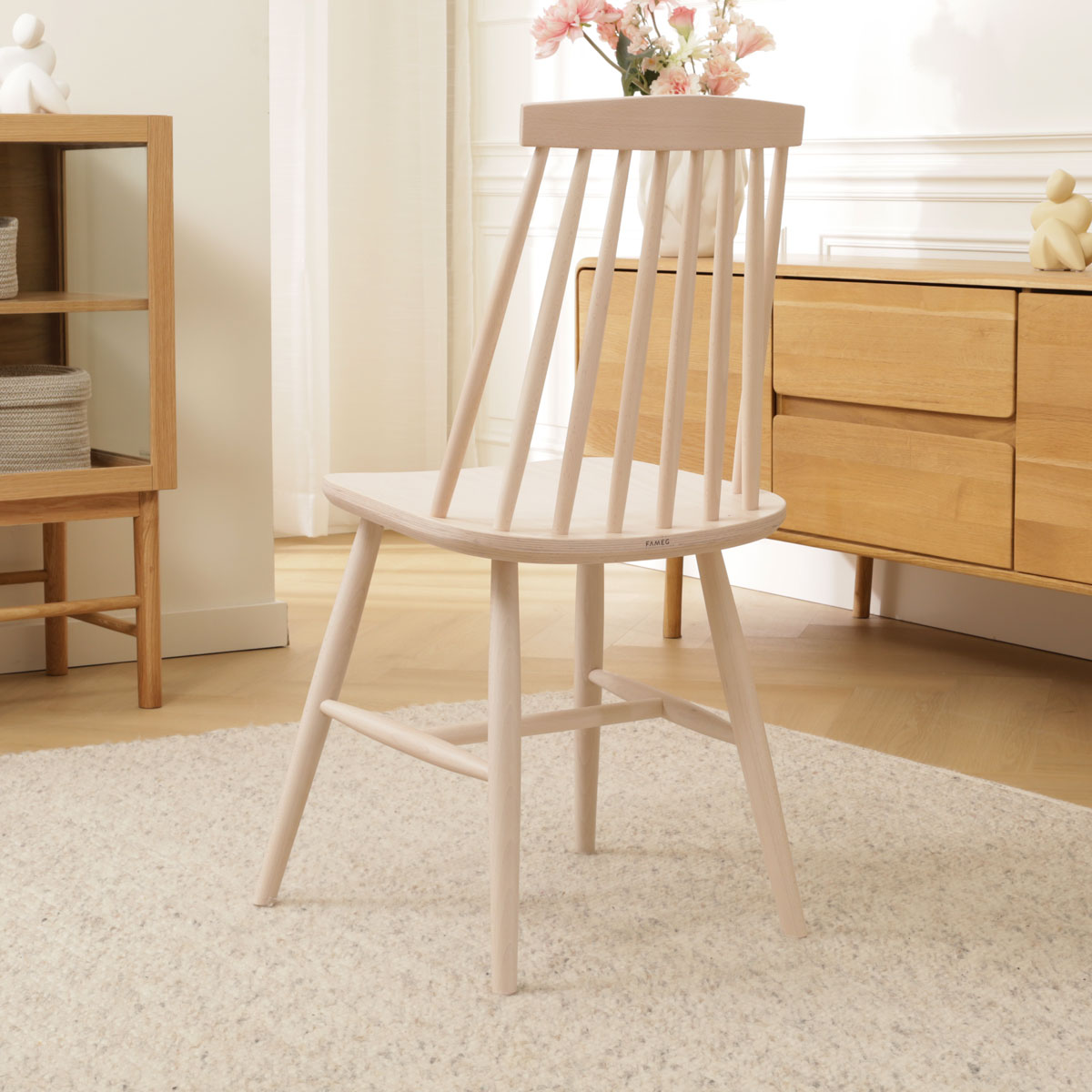 Houten spijlenstoel Filou - whitewash