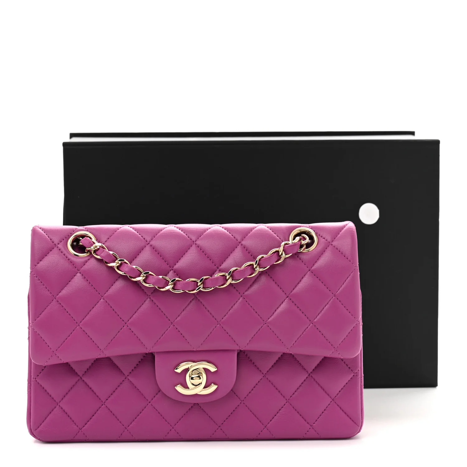 Lambskin Quilted Small Double Flap Purple - Top Club