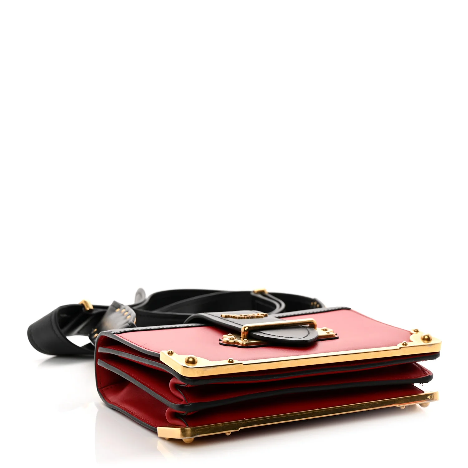 City Calfskin Saffiano Cahier Bag Fuoco Black - Top Club