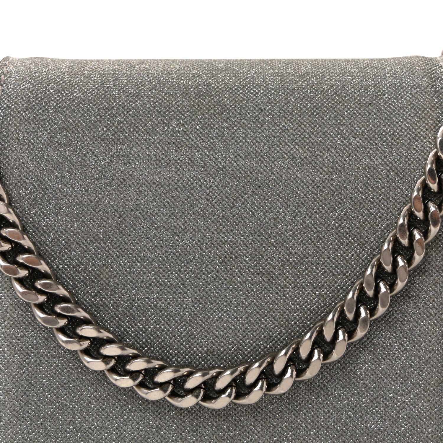 Glitter Fabric Hourglass Chain Bag Grey - Top Club
