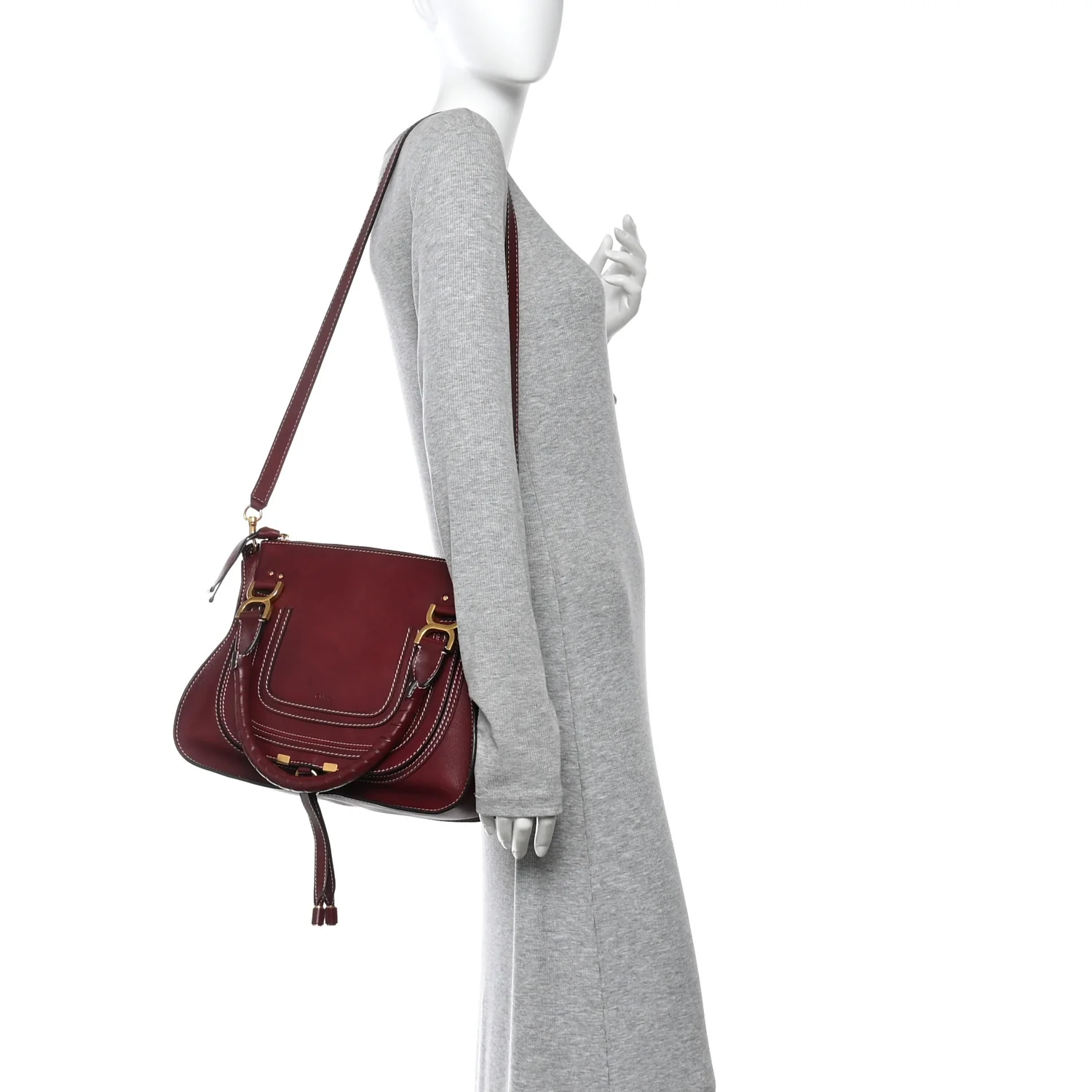 Calfskin Medium Marcie Satchel Stormy Red