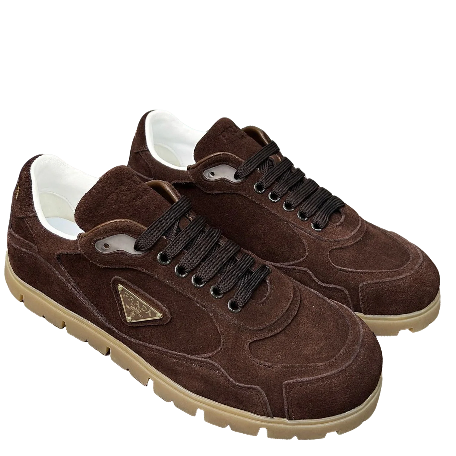 Prada Unisex Sneakers Triangle Logo Suede Luxury Sneakers - Sneaker Replica Workshop