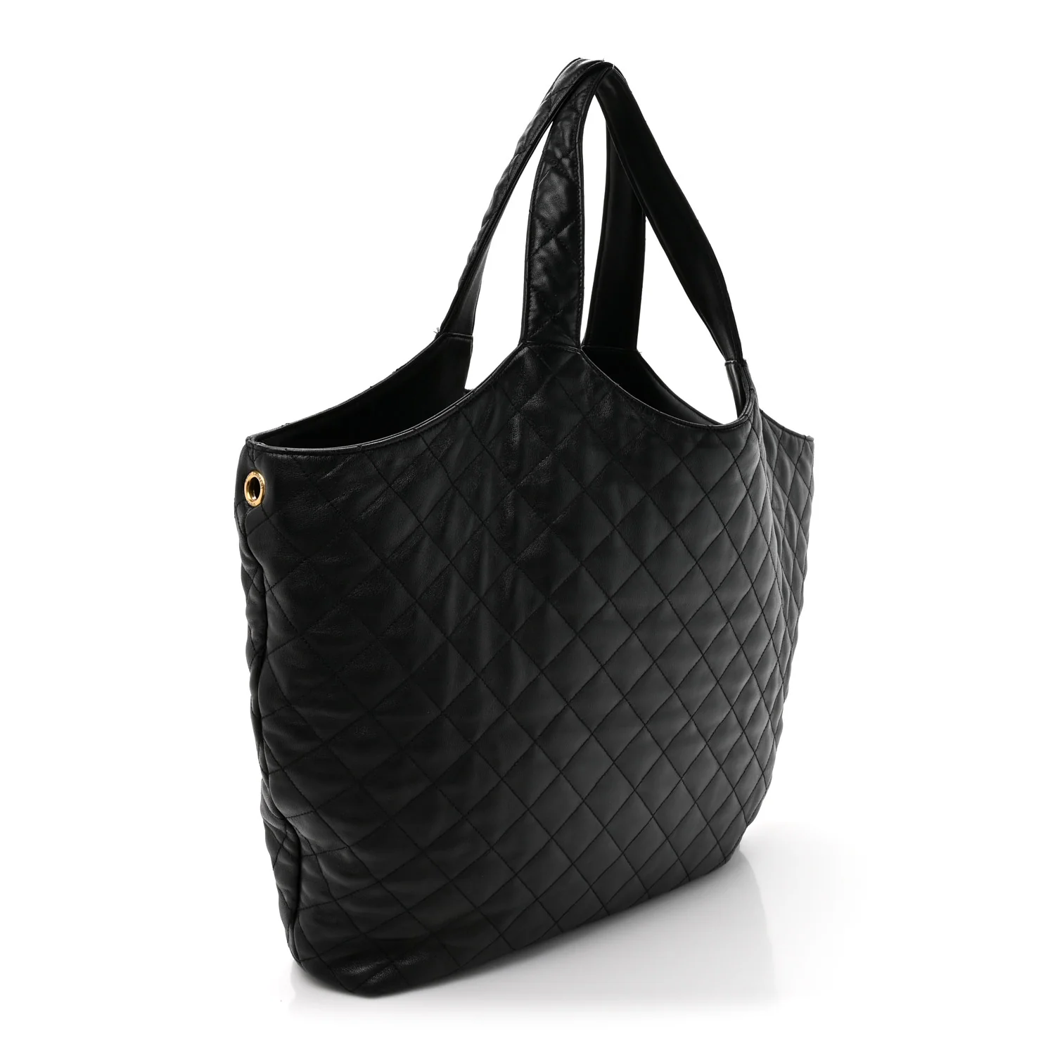 Lambskin Quilted Maxi Icare Shopping Tote Black - Top Club