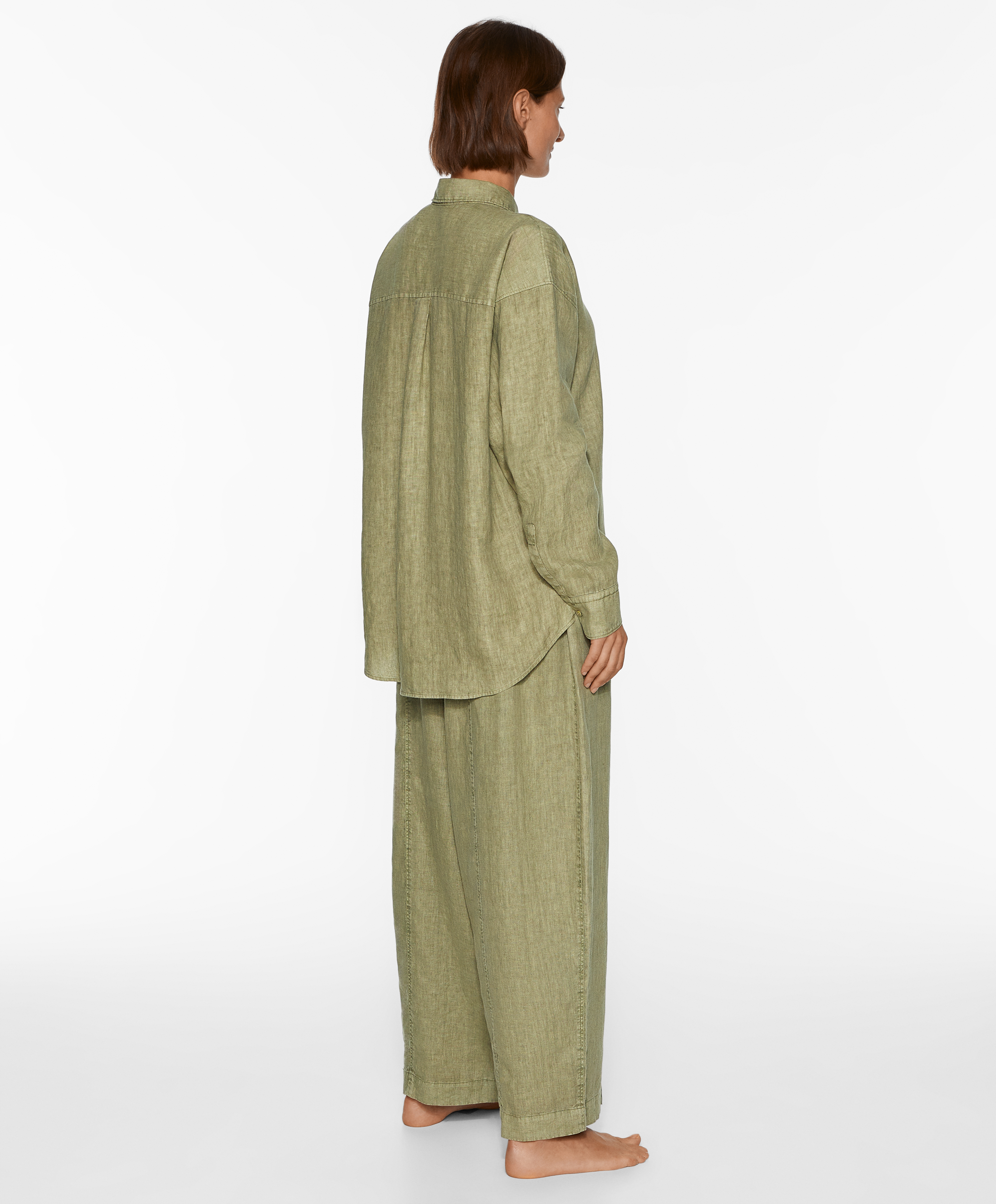 OYSHO 100% linen long-sleeved shirt