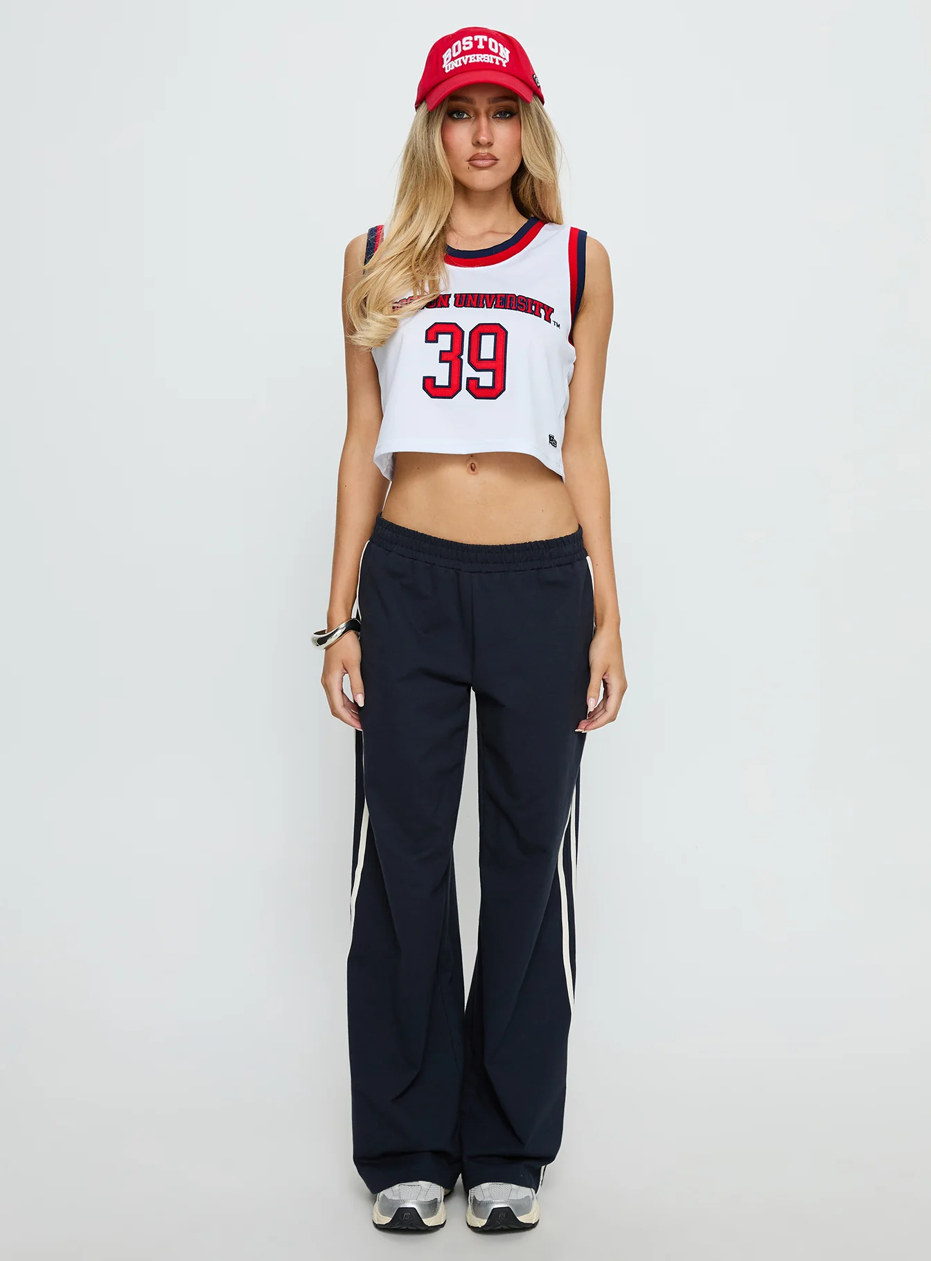 BU Cropped Basketball Jersey Tank White