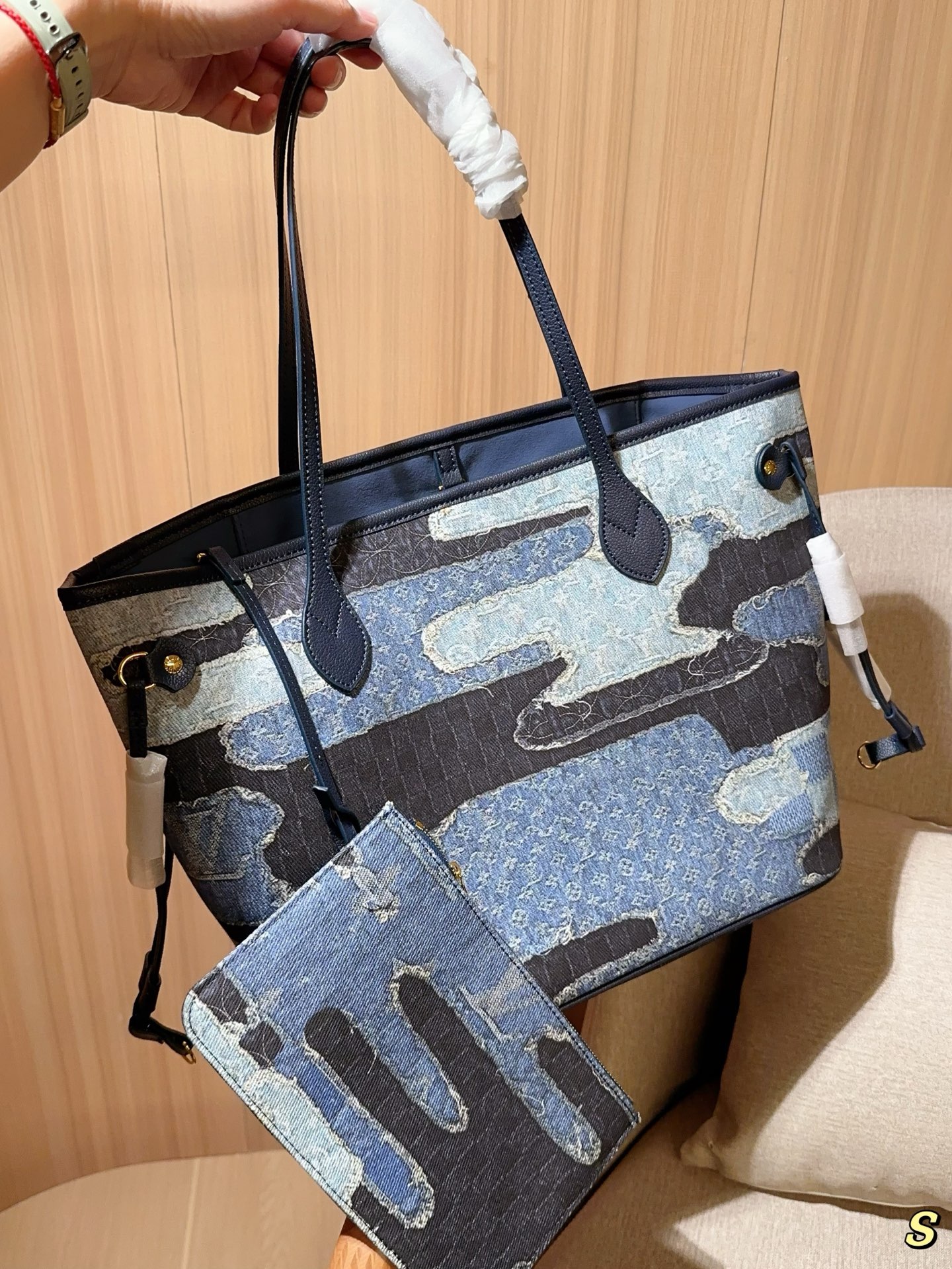 Louis new arrival denim neverfull tote bag size:32 cm - Top Club