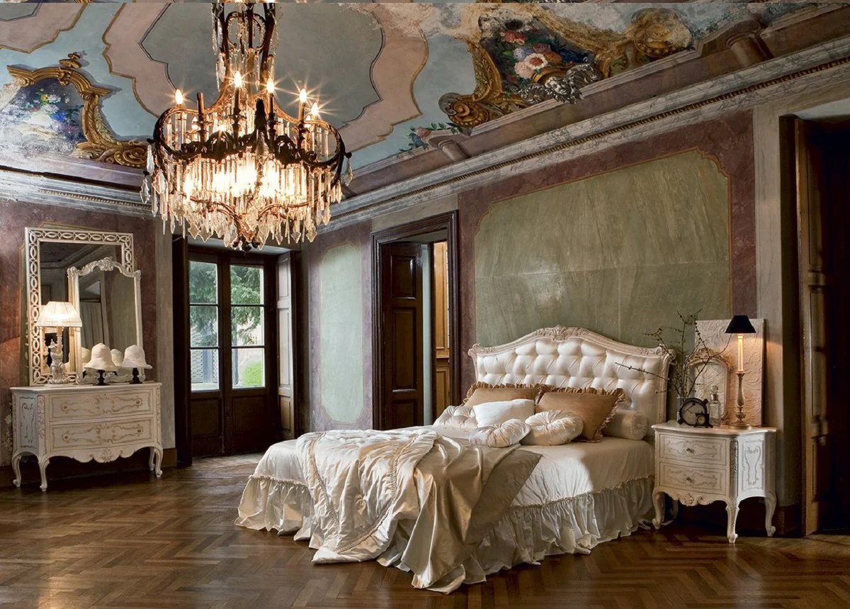 Luxury Baroque Solid Wood Mirror Antique Beige / Silver - Magnificent Baroque Style Wall Mirror - Luxury Furniture in Baroque Style - Baroque Interior - Luxury Quality - Made in Italy