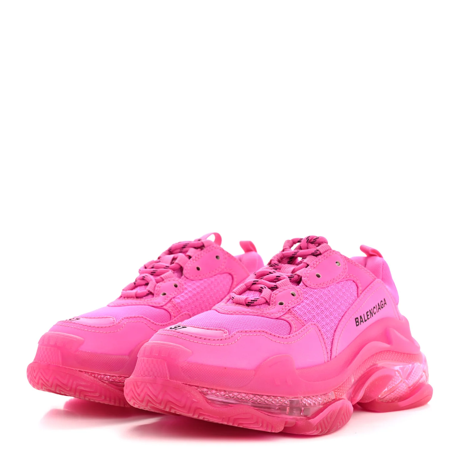Fabric Mesh Clear Sole Fluo Womens Triple S Sneakers 37 Pink - Top Club
