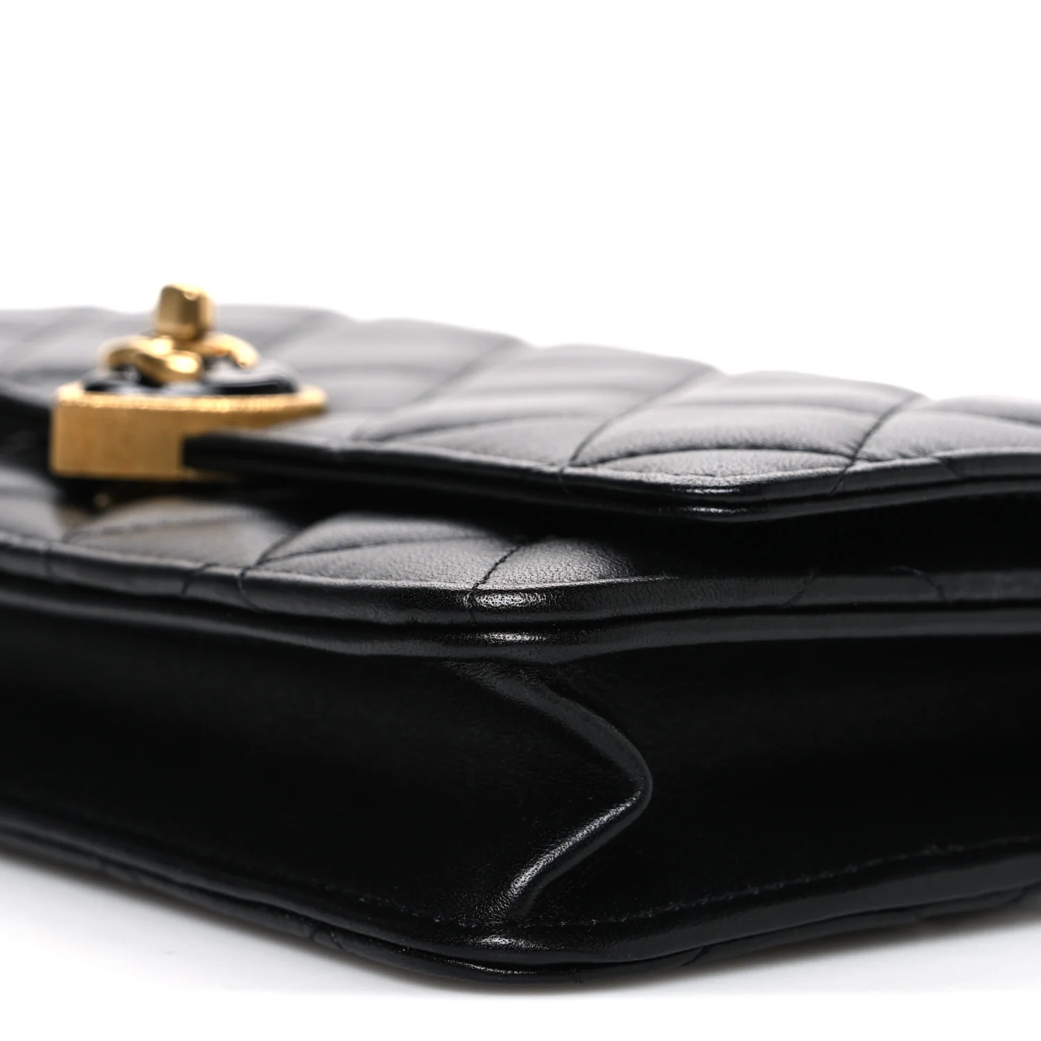 Lambskin Plexiglass Quilted Coco Love Wallet On Chain WOC Black - Top Club