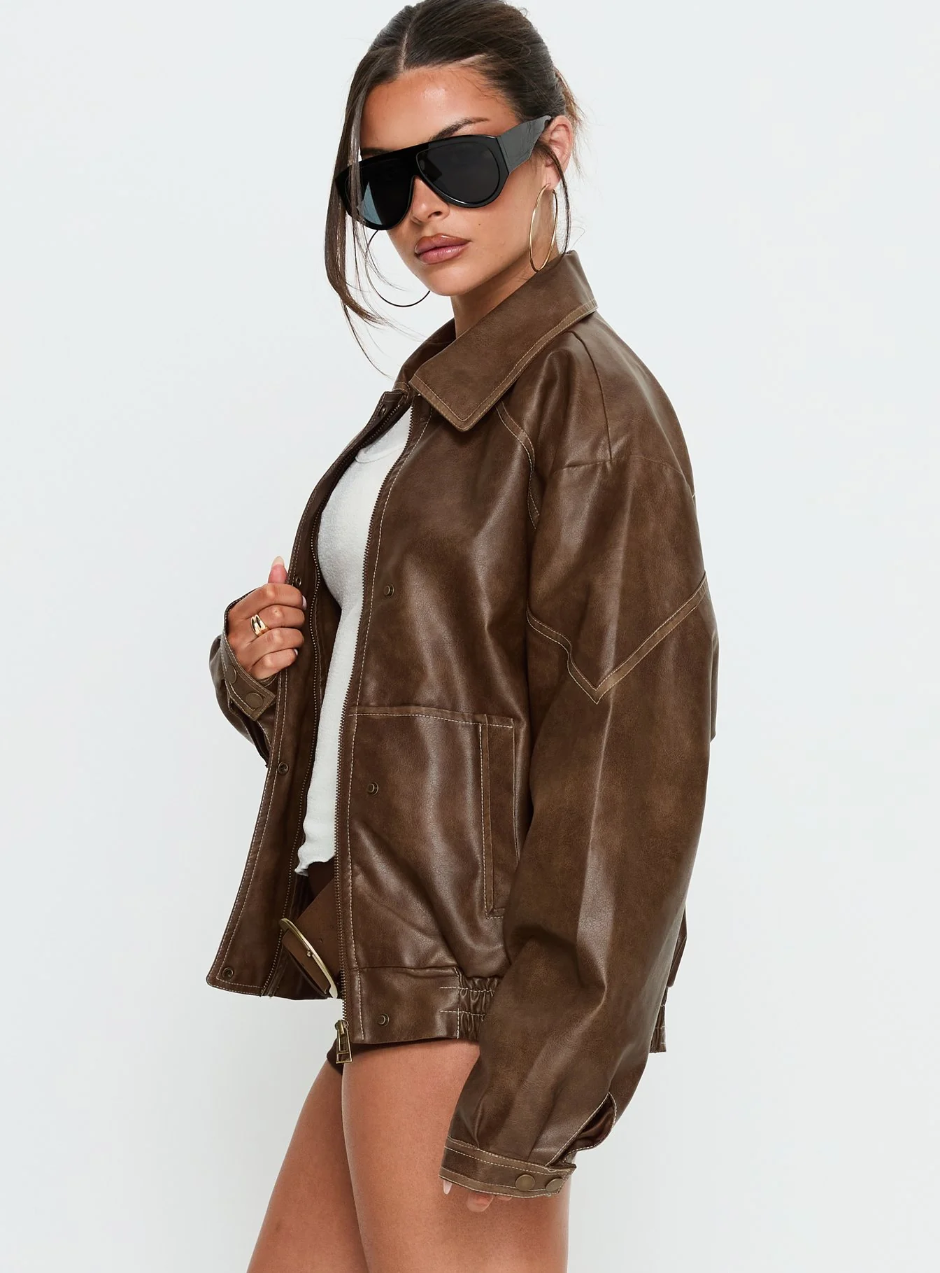 Jaxton Faux Leather Jacket Light Brown