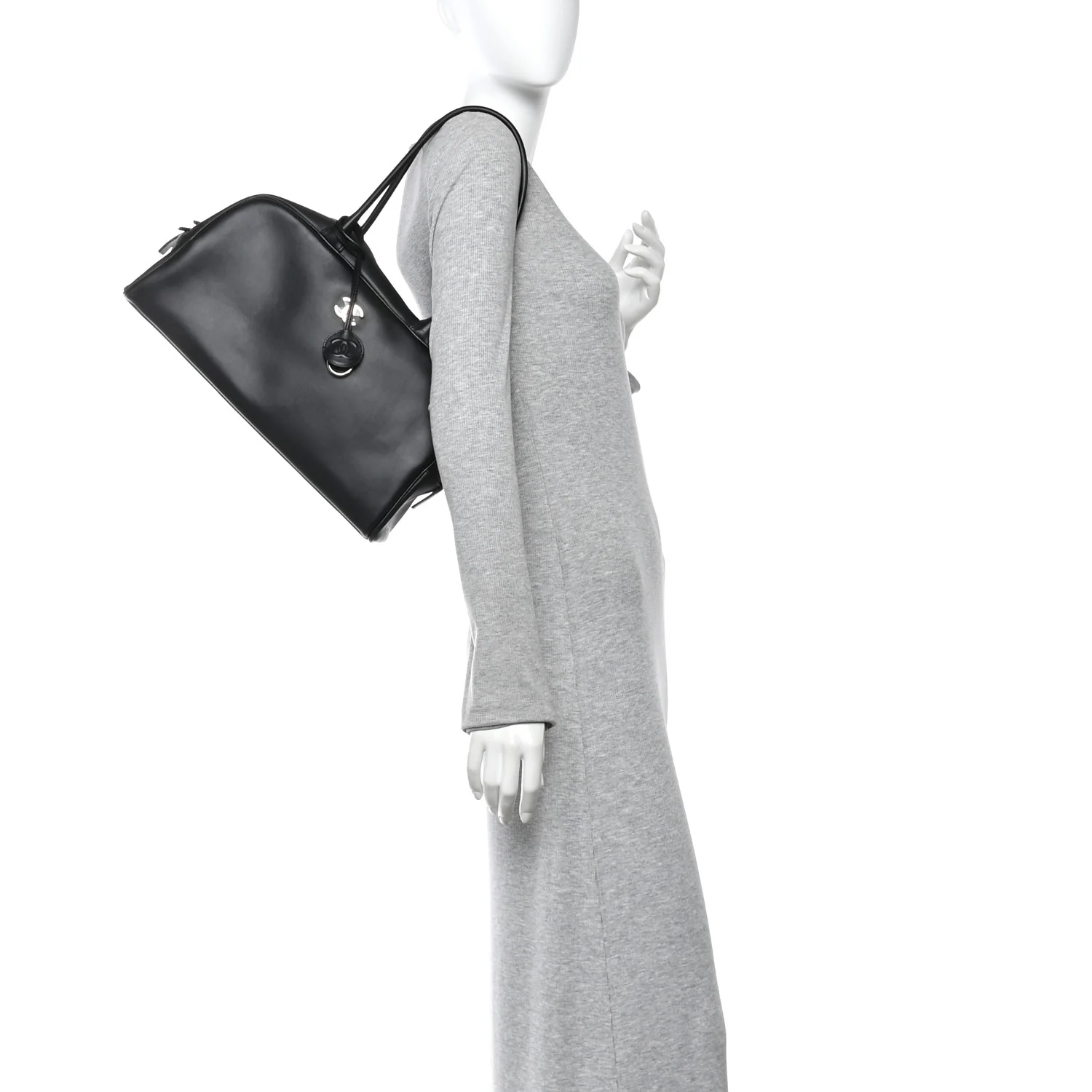 Calfskin Large Perfect Bowling Bag Black