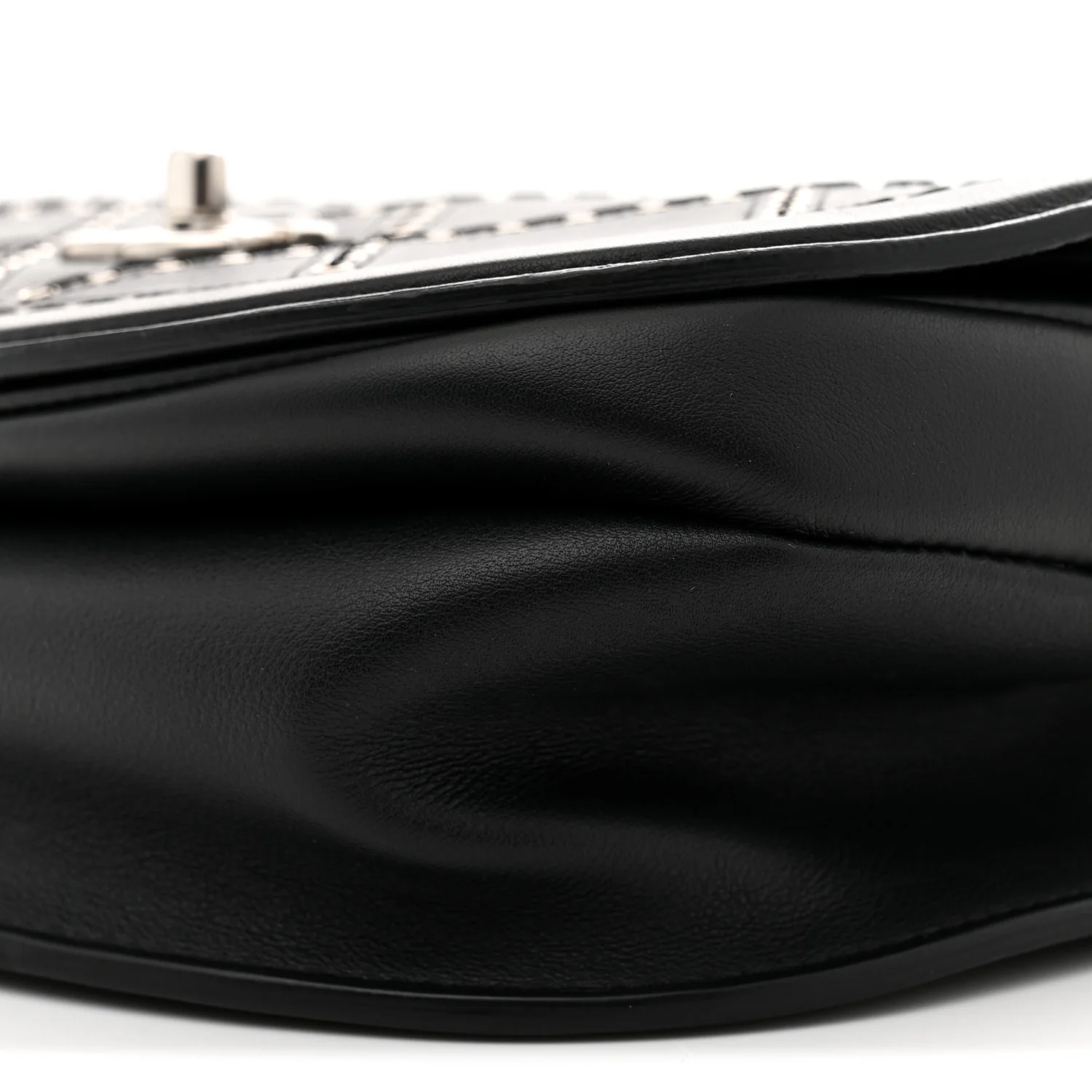 Calfskin Coco Eyelets Small Flap Bag Black - Top Club