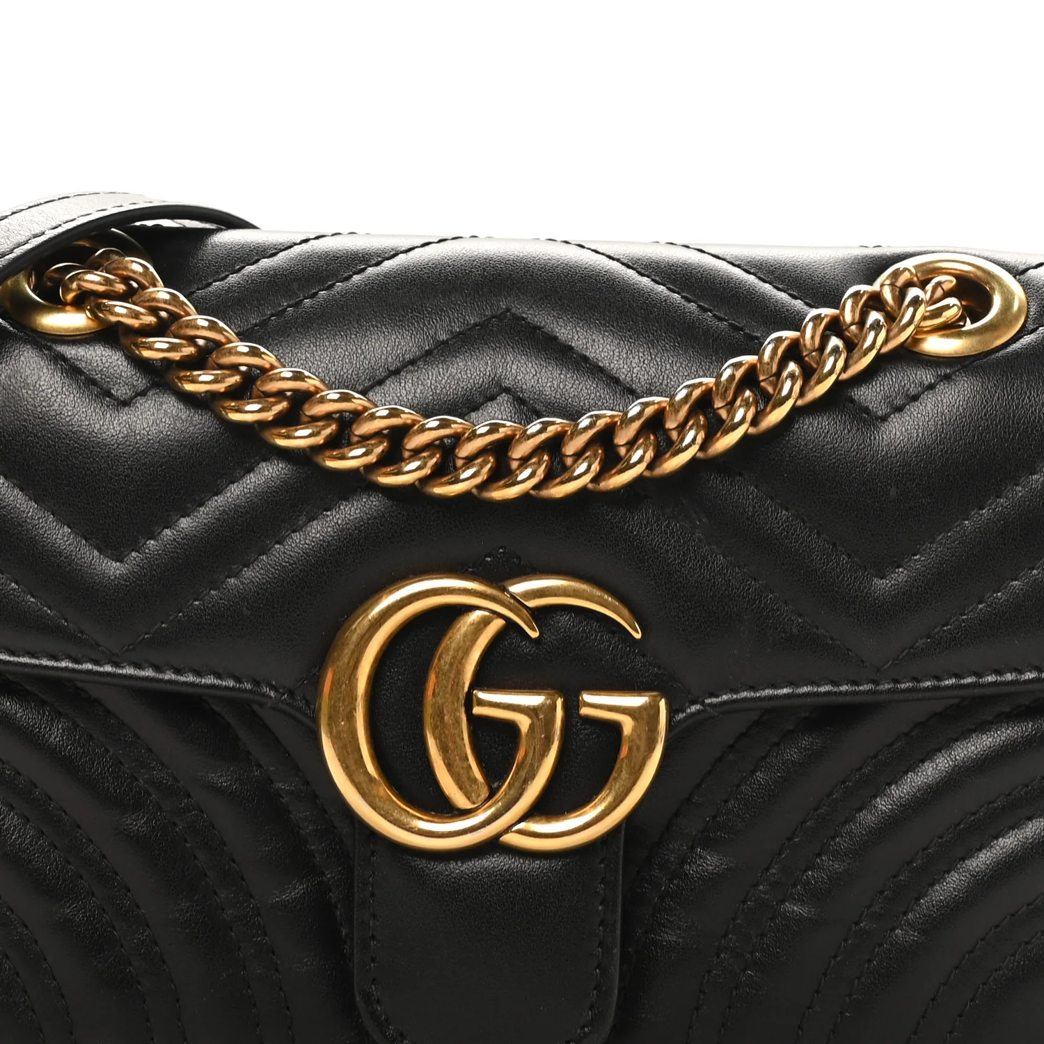 Calfskin Matelasse Mini GG Marmont Shoulder Bag Black - Top Club