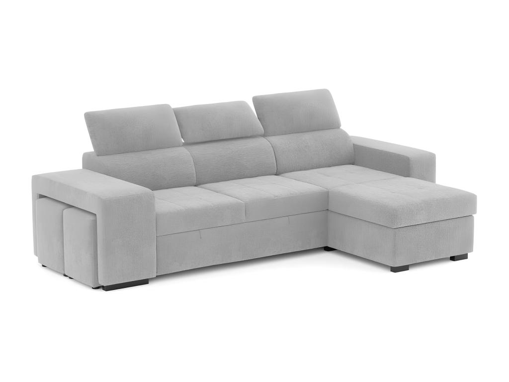 Sofá chaise longue 3 plazas reversible poliéster gris claro - XUnIrsC854Gn