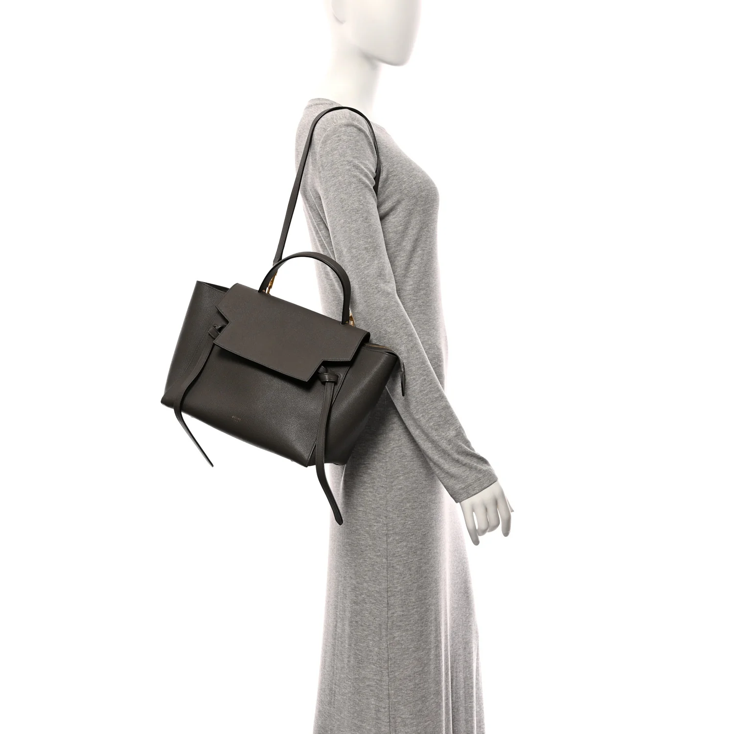 Grained Calfskin Mini Belt Bag Grey
