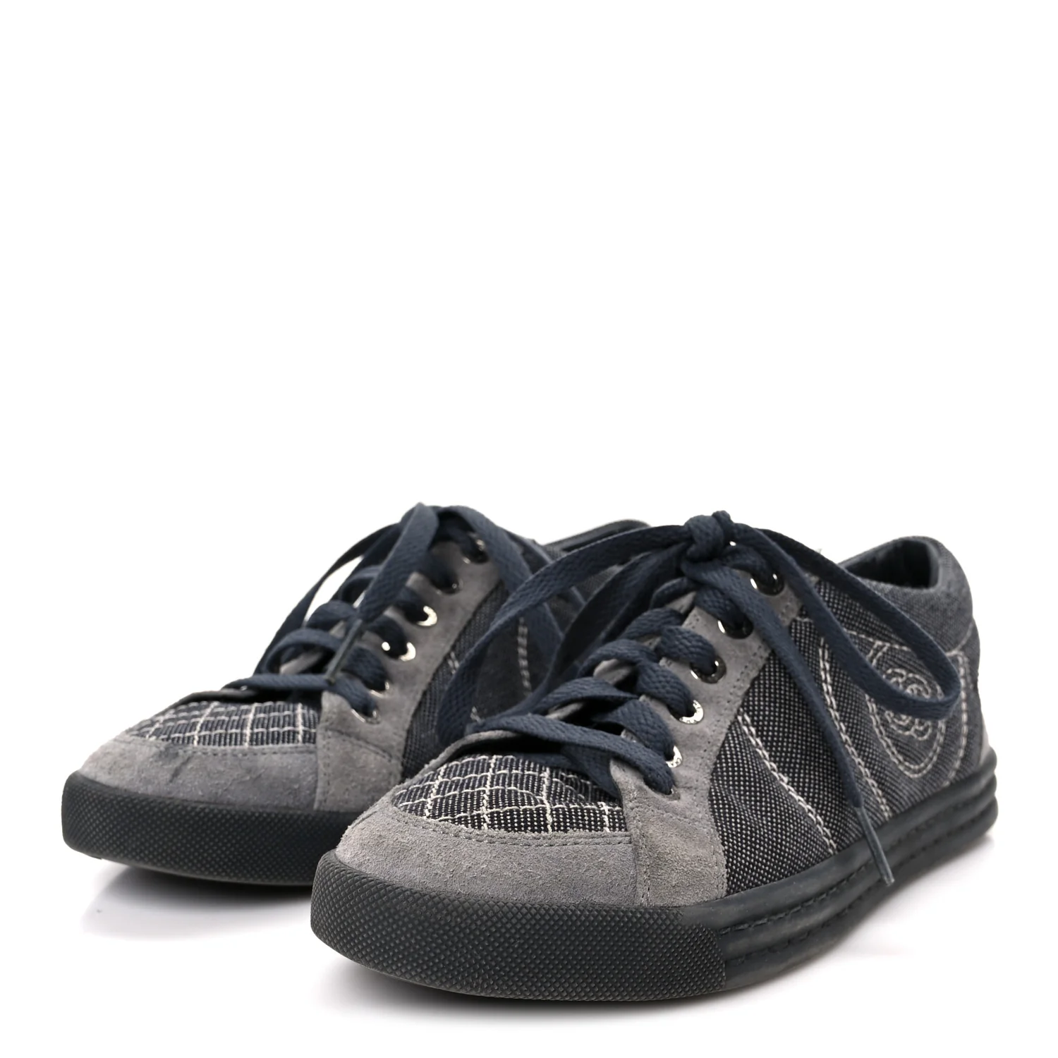 Toile Suede Calfskin CC Low Top Sneakers 36 Dark Grey - Top Club