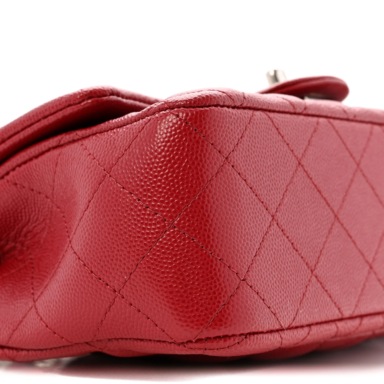 Caviar Quilted Mini Rectangular Flap Dark Red - Top Club