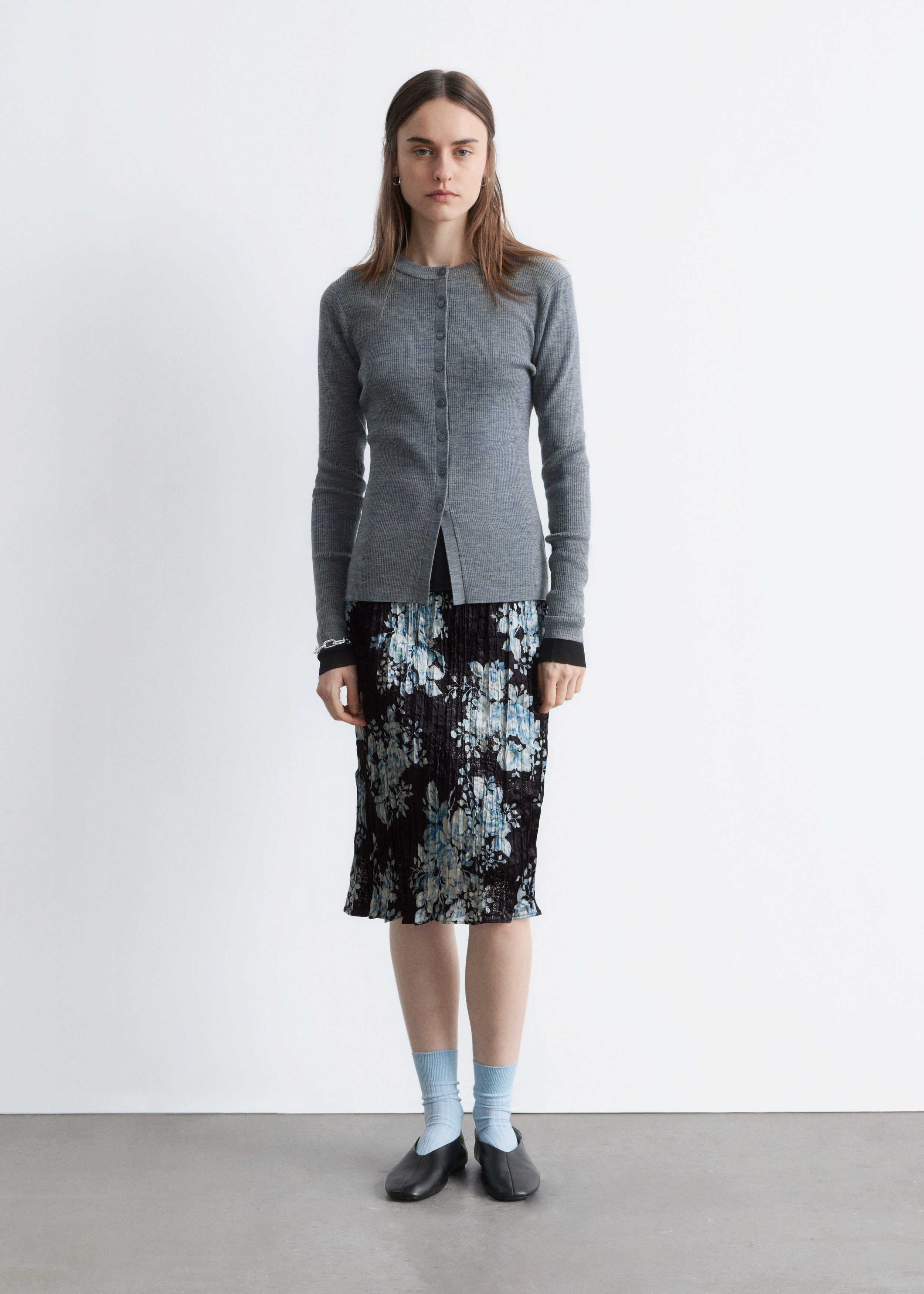 & Other Stories RIB-KNIT MERINO WOOL CARDIGAN