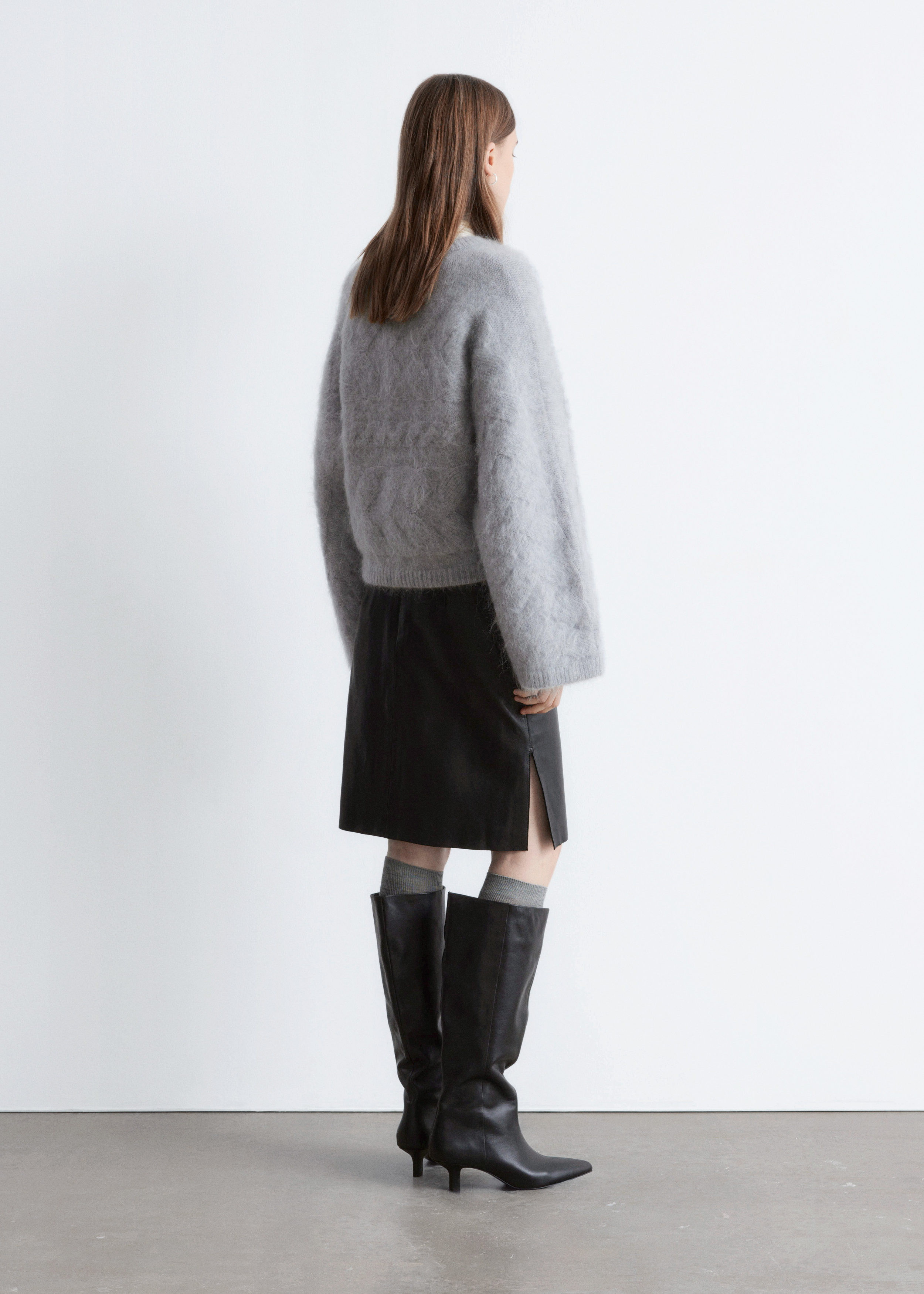 & Other Stories MOHAIR-BLEND CABLE-KNIT JUMPER