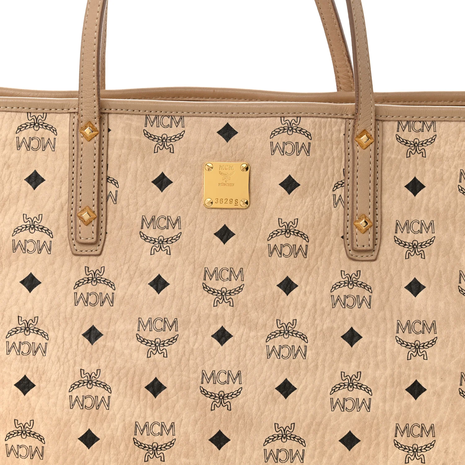 Visetos Medium Top Zip Shopper Tote Beige - Top Club