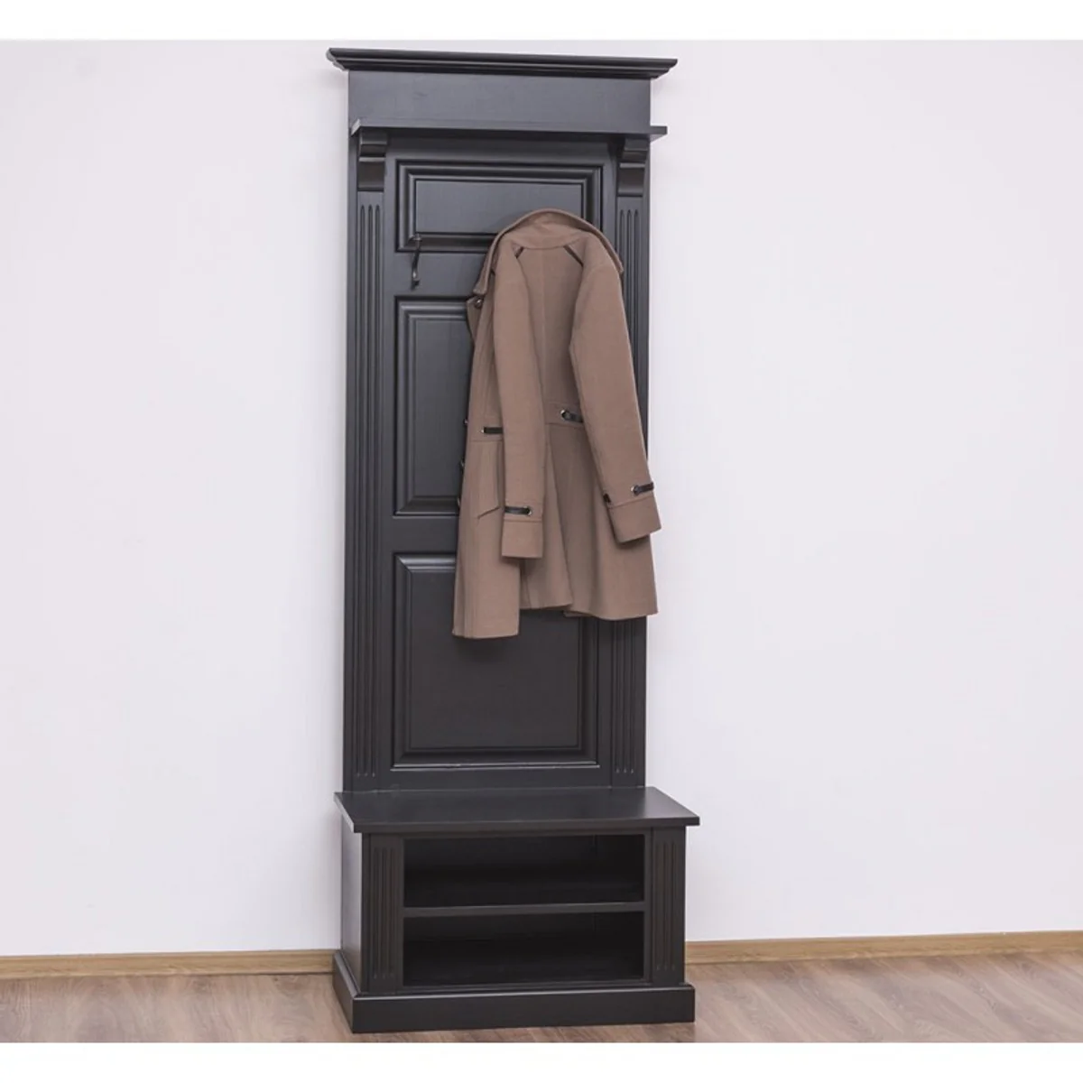 Art Nouveau wall coat rack with storage compartments black antique style - country house style wardrobe