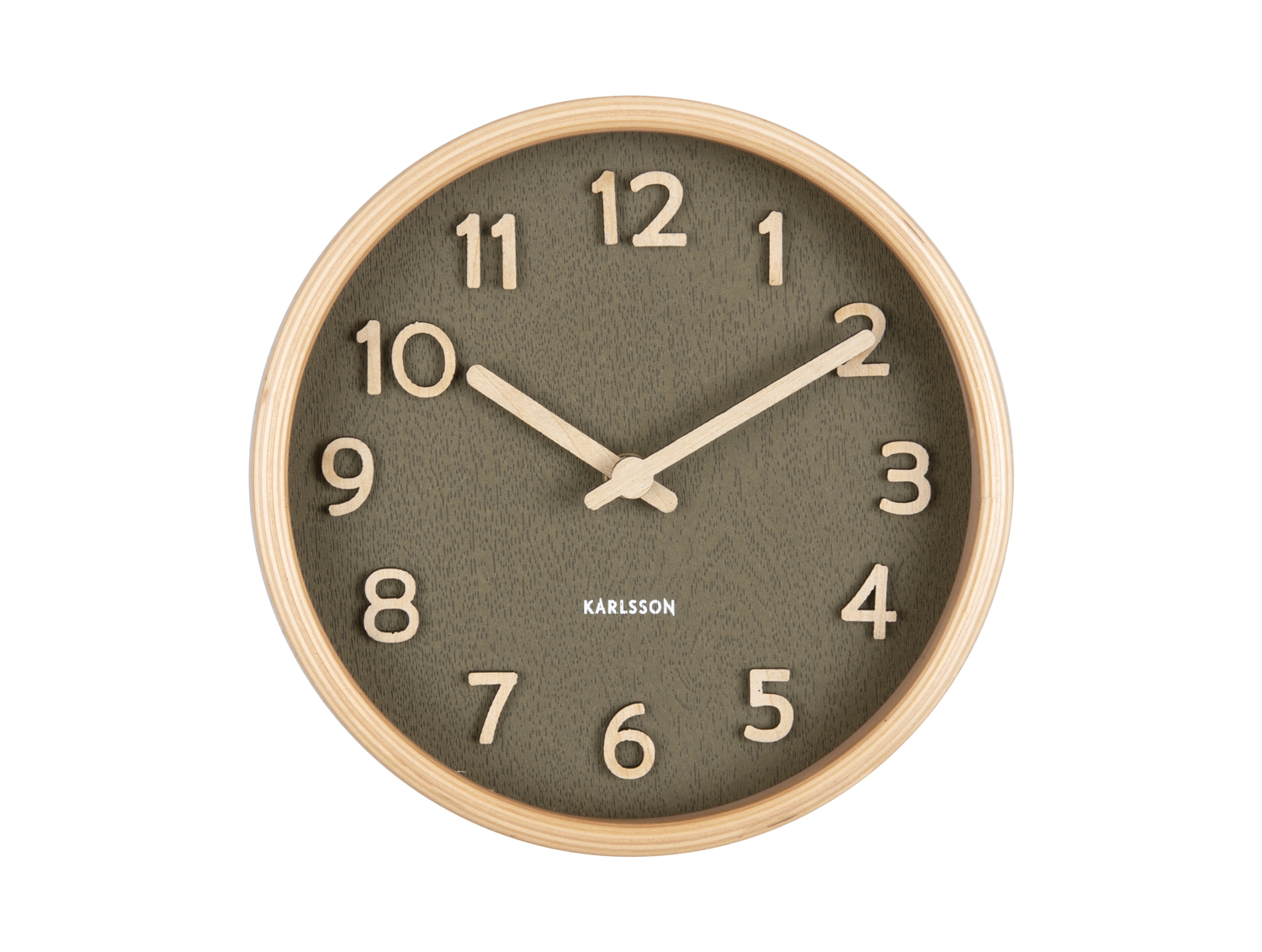 Table clock Pure wood grain moss green