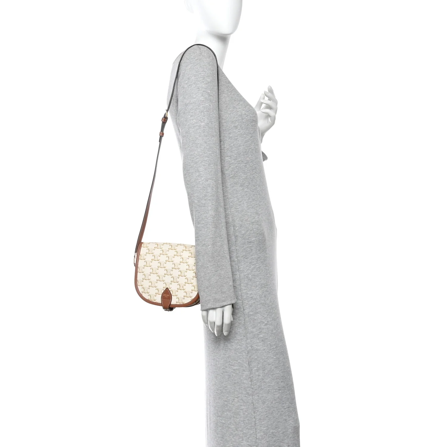 Triomphe Canvas Medium Folco Bag White