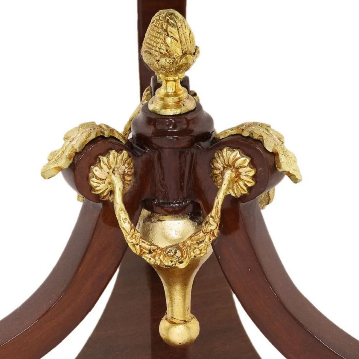 Baroque side table brown / gold / gray Ø 55 x H. 78 cm - Round solid wood table in baroque style - Baroque living room furniture