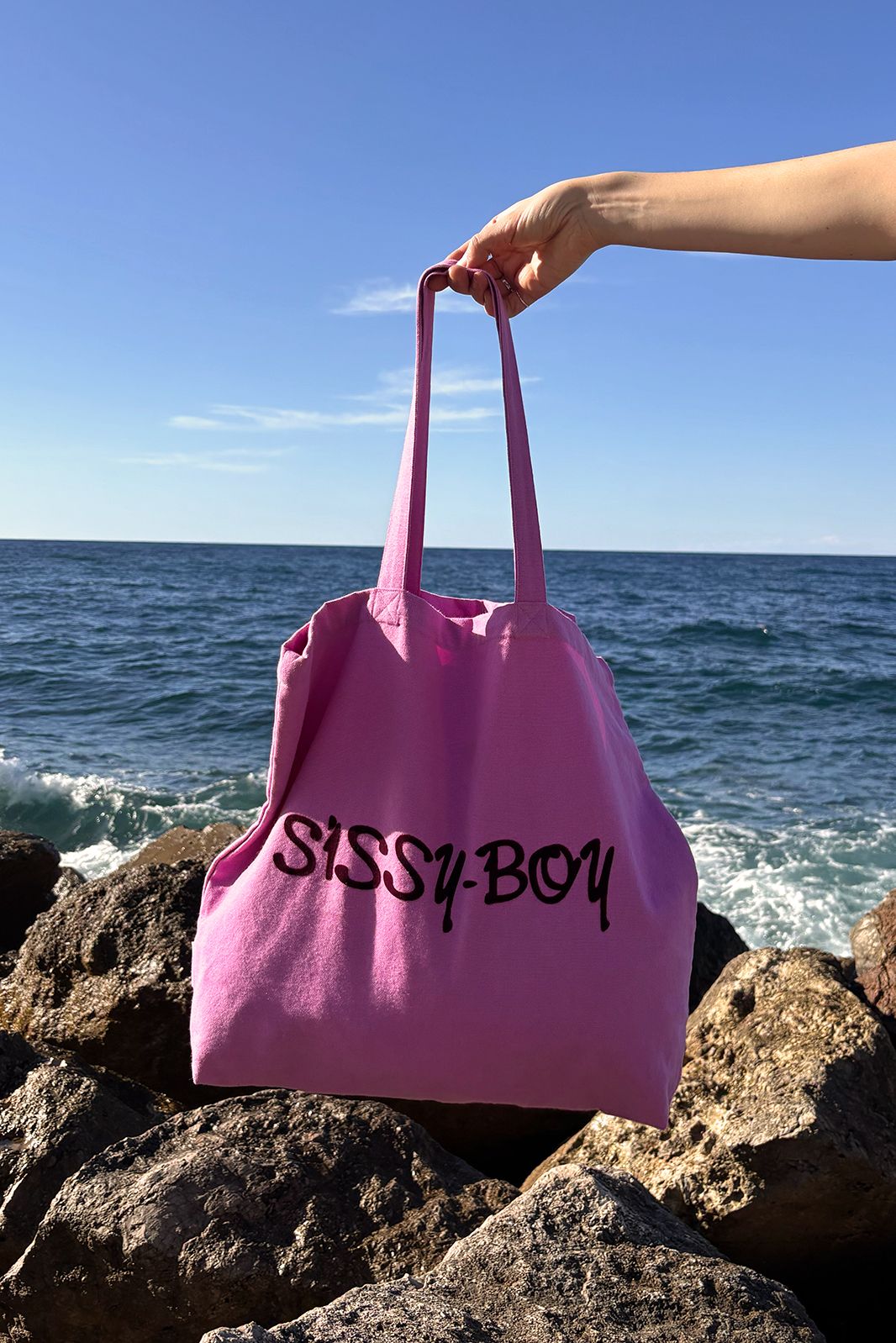 Roze canvas shopper large