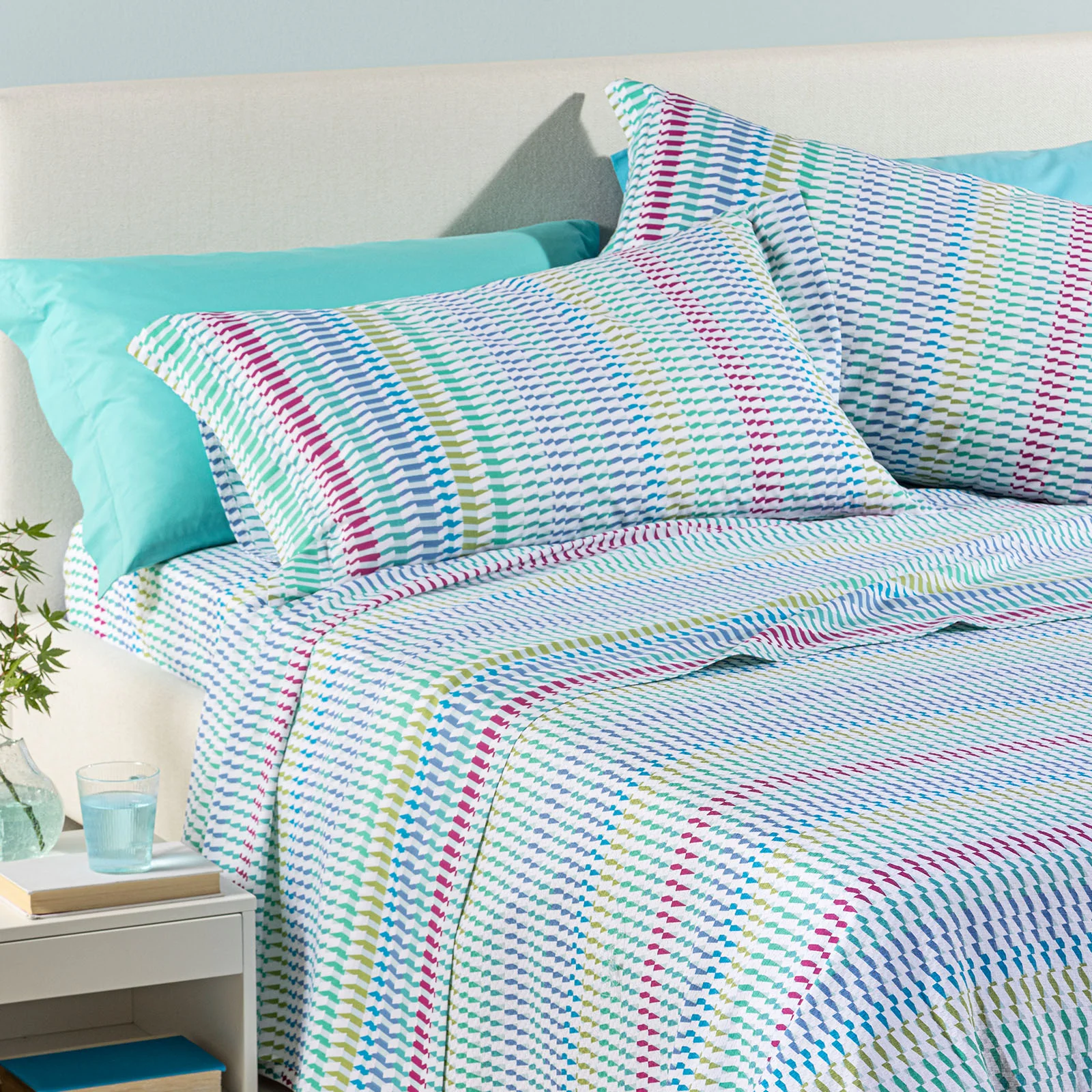 Copriletto Non Trapuntato In Cotone Piquet Astrid Matrimoniale Azzurro Caleffi