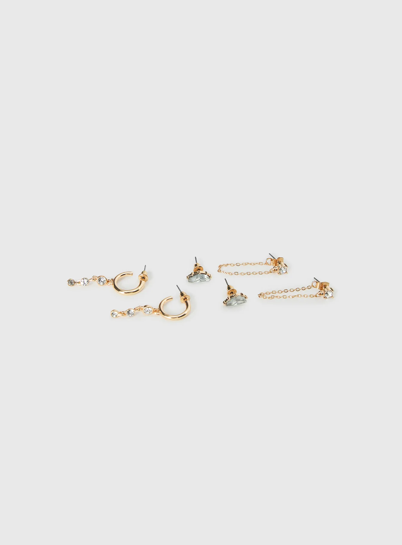 Think Later Diamante Earring Pack Gold