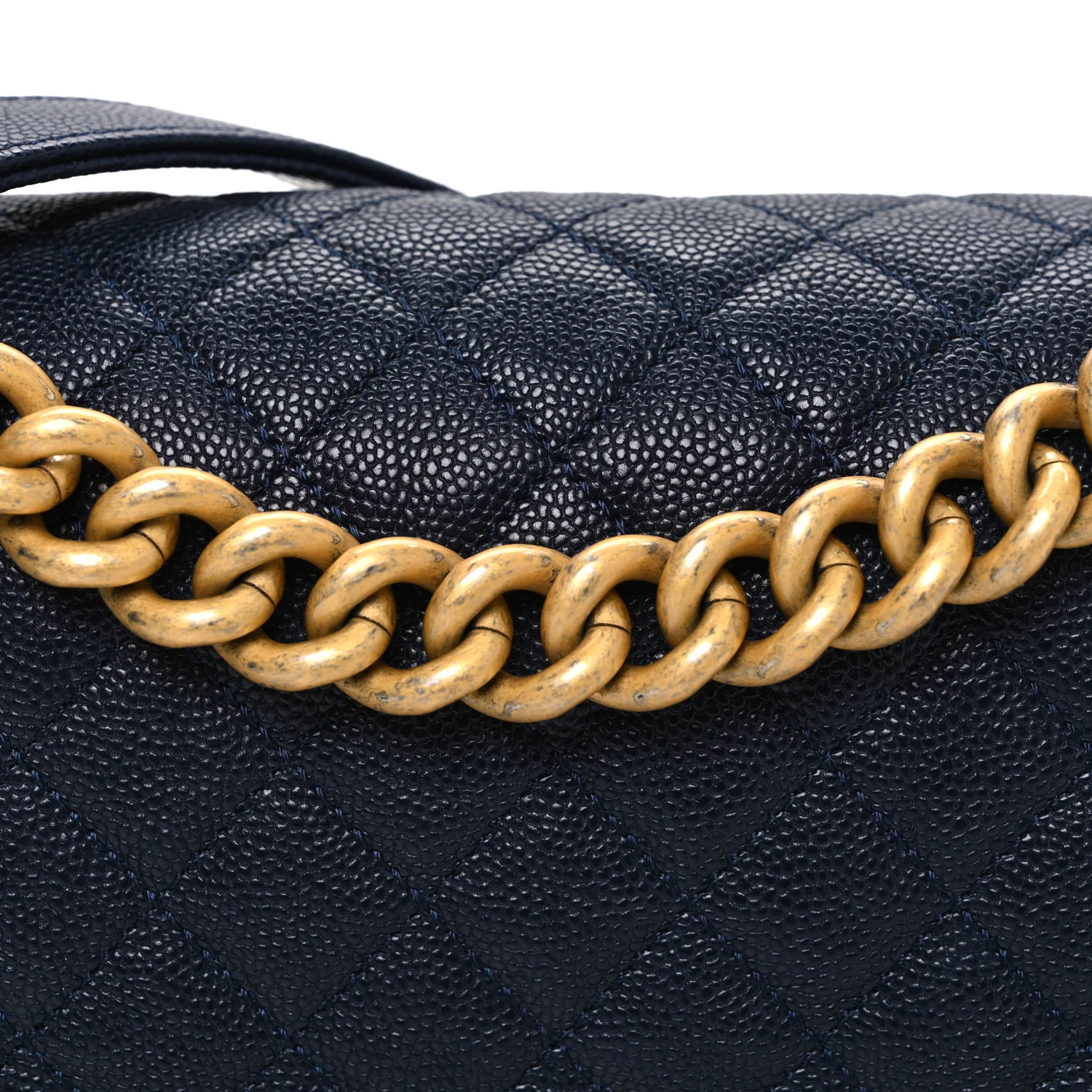 Caviar Quilted Medium Boy Flap Navy - Top Club