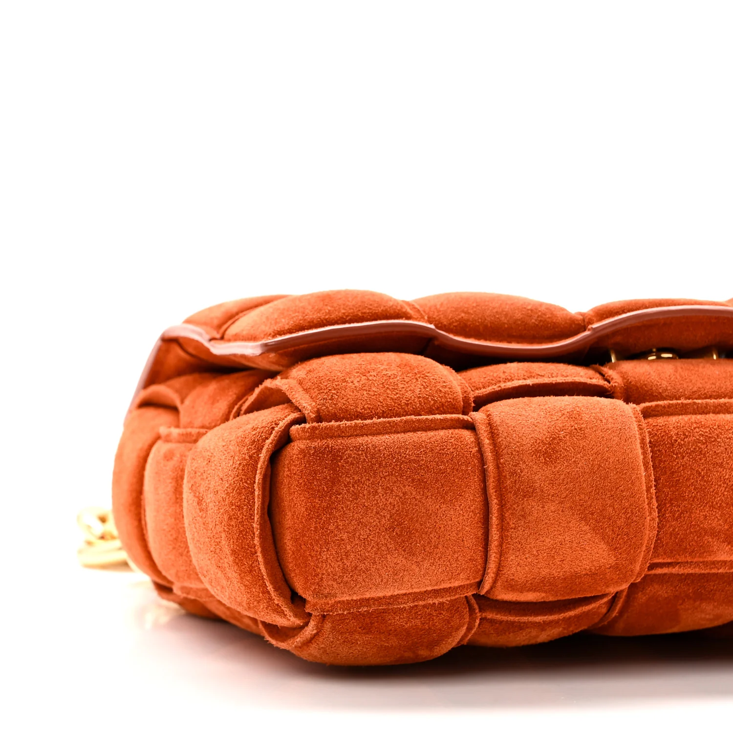 Suede Maxi Intrecciato Padded Chain Cassette Crossbody Bag Maple - Top Club