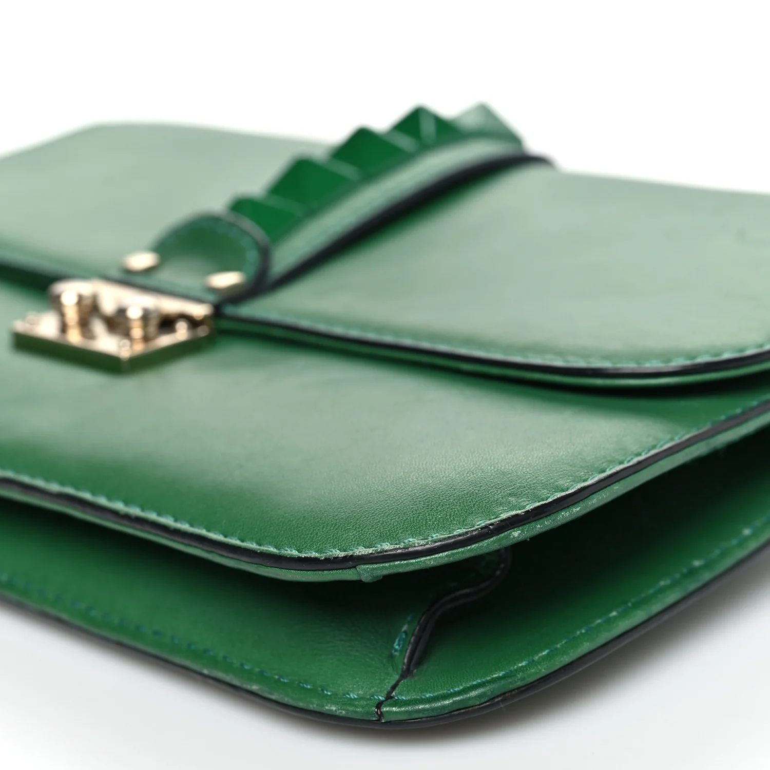 Vitello Medium Glam Lock Rockstud Flap Pop Green - Top Club