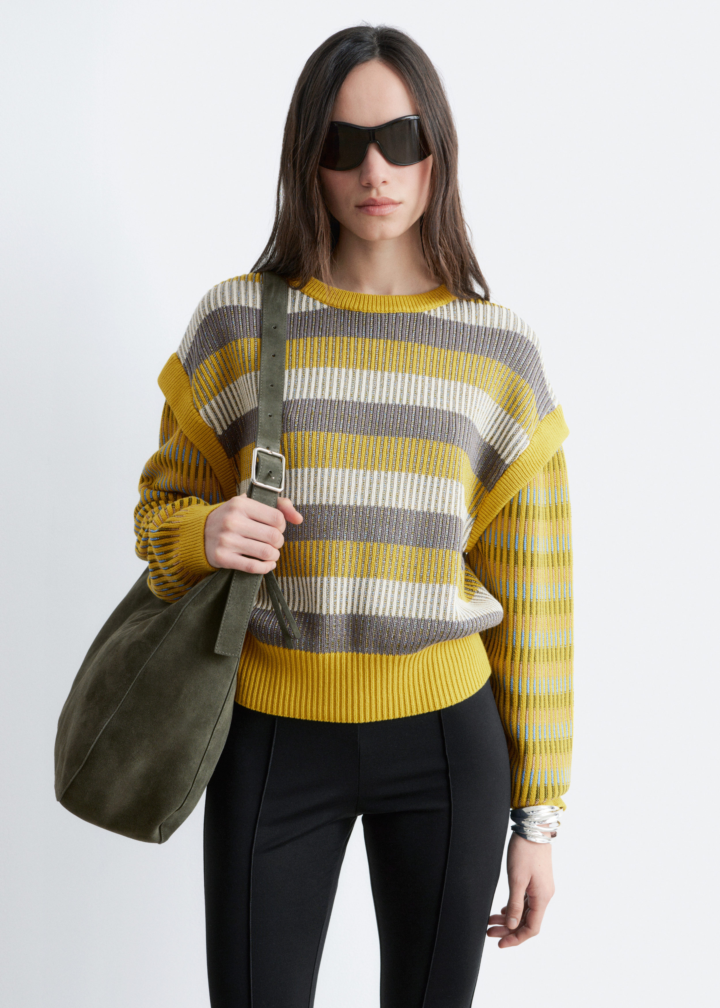& Other Stories STRIPED PANEL KNIT JUMPER