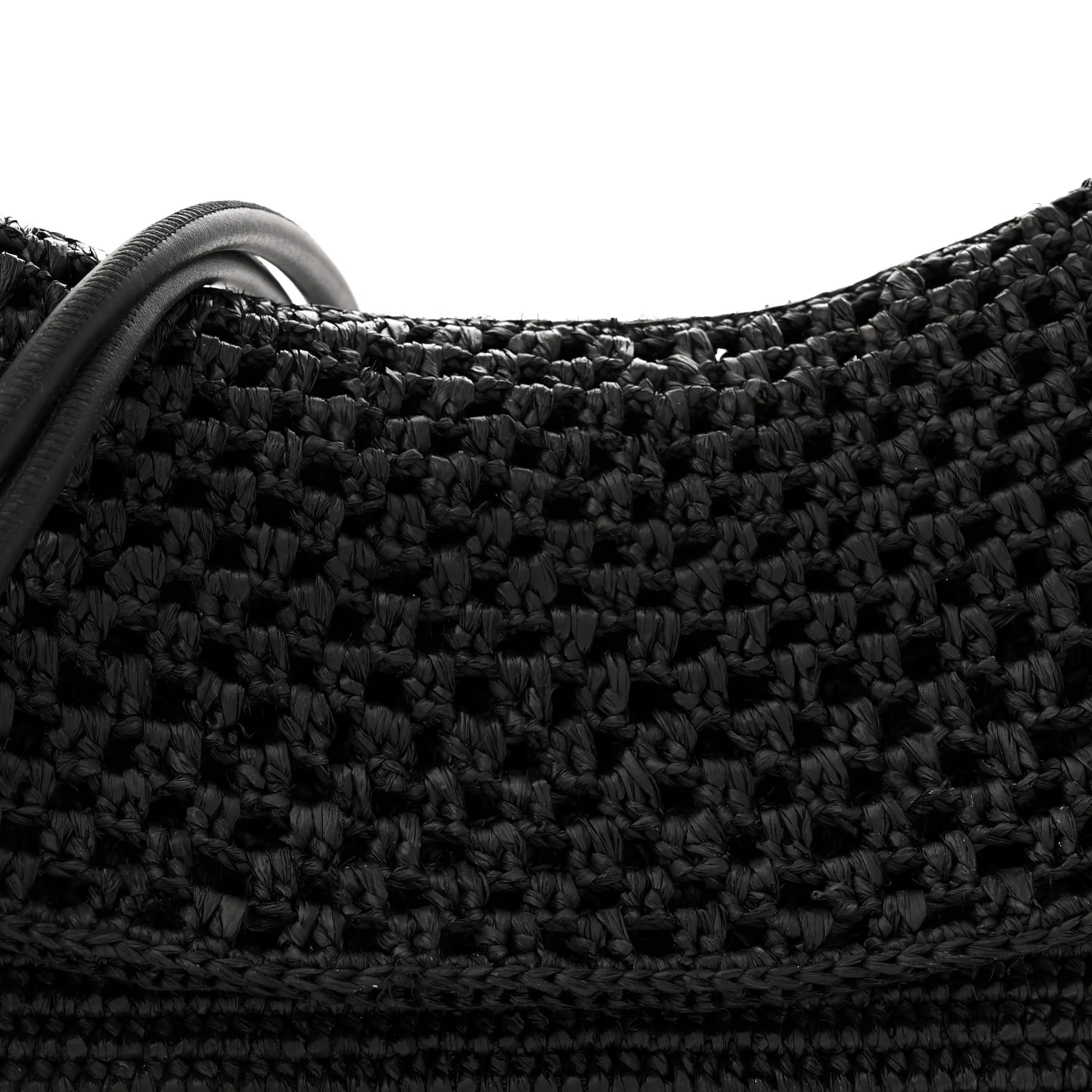Raffia Donut Chain Medium Ola Shoulder Bag Black - Top Club