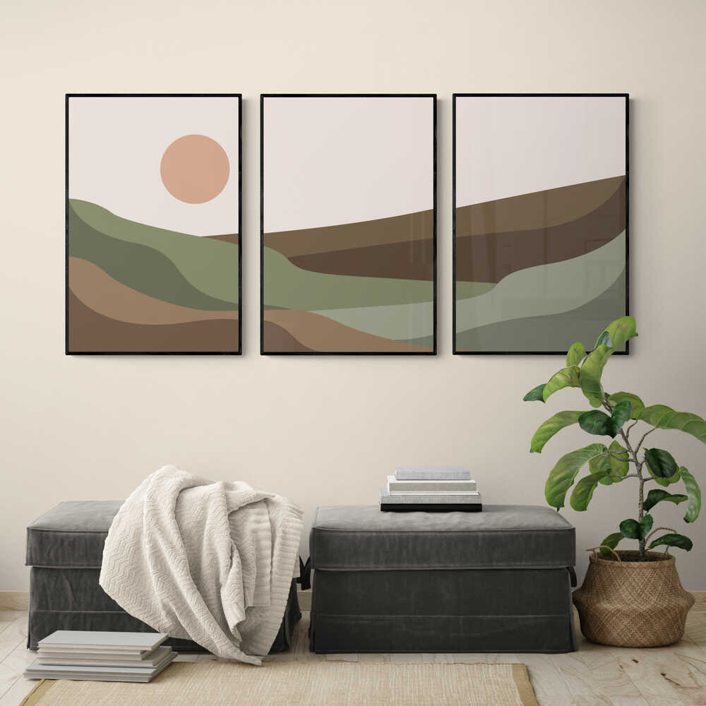 Walljar poster ingelijst - Abstract Mountains Poster ingelijst - 70 x 100 cm