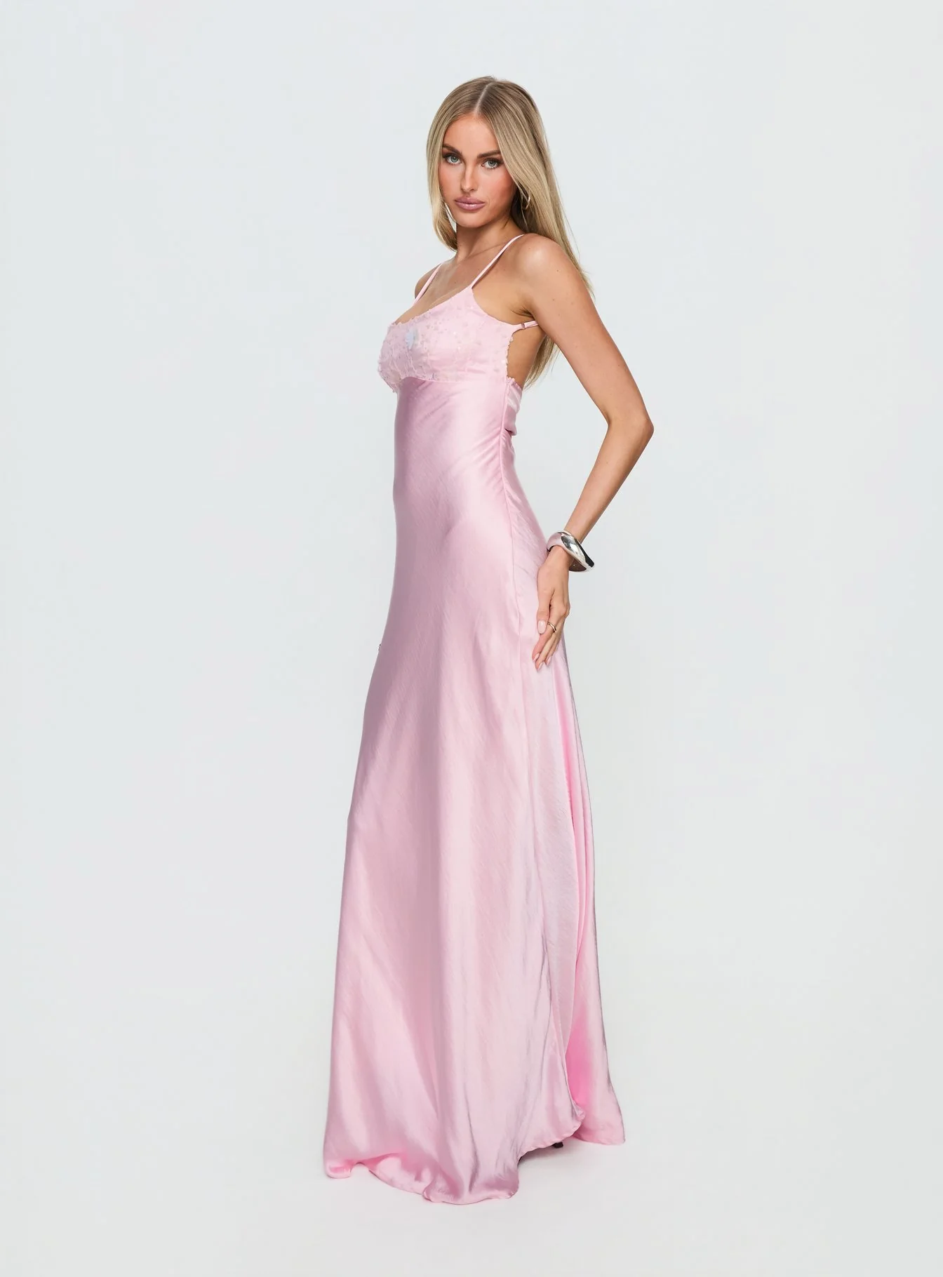 Truth Hurts Ruched Backless Maxi Dress Pink