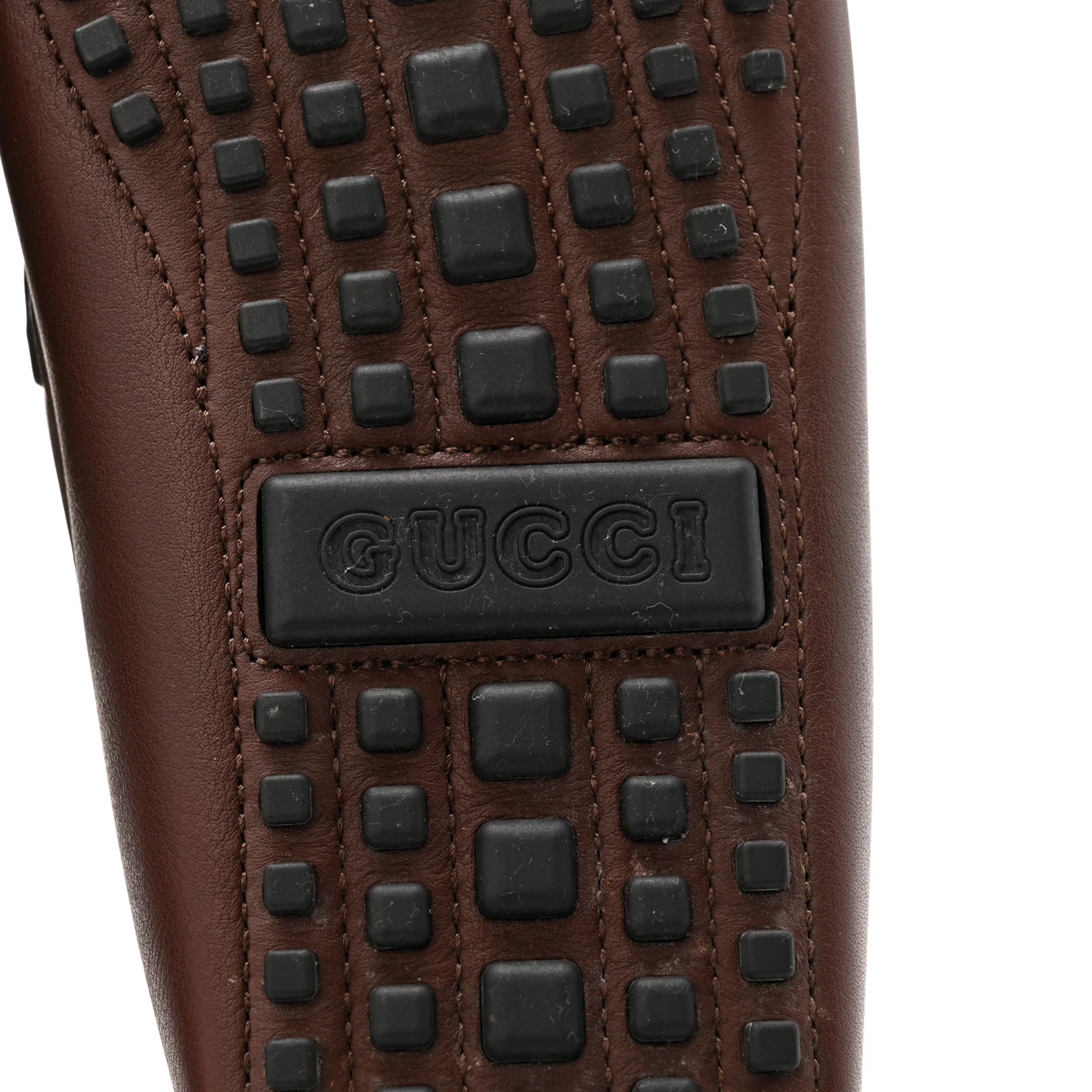 Calfskin Fringe Interlocking G Mens Driver Loafers 8 Brown - Top Club