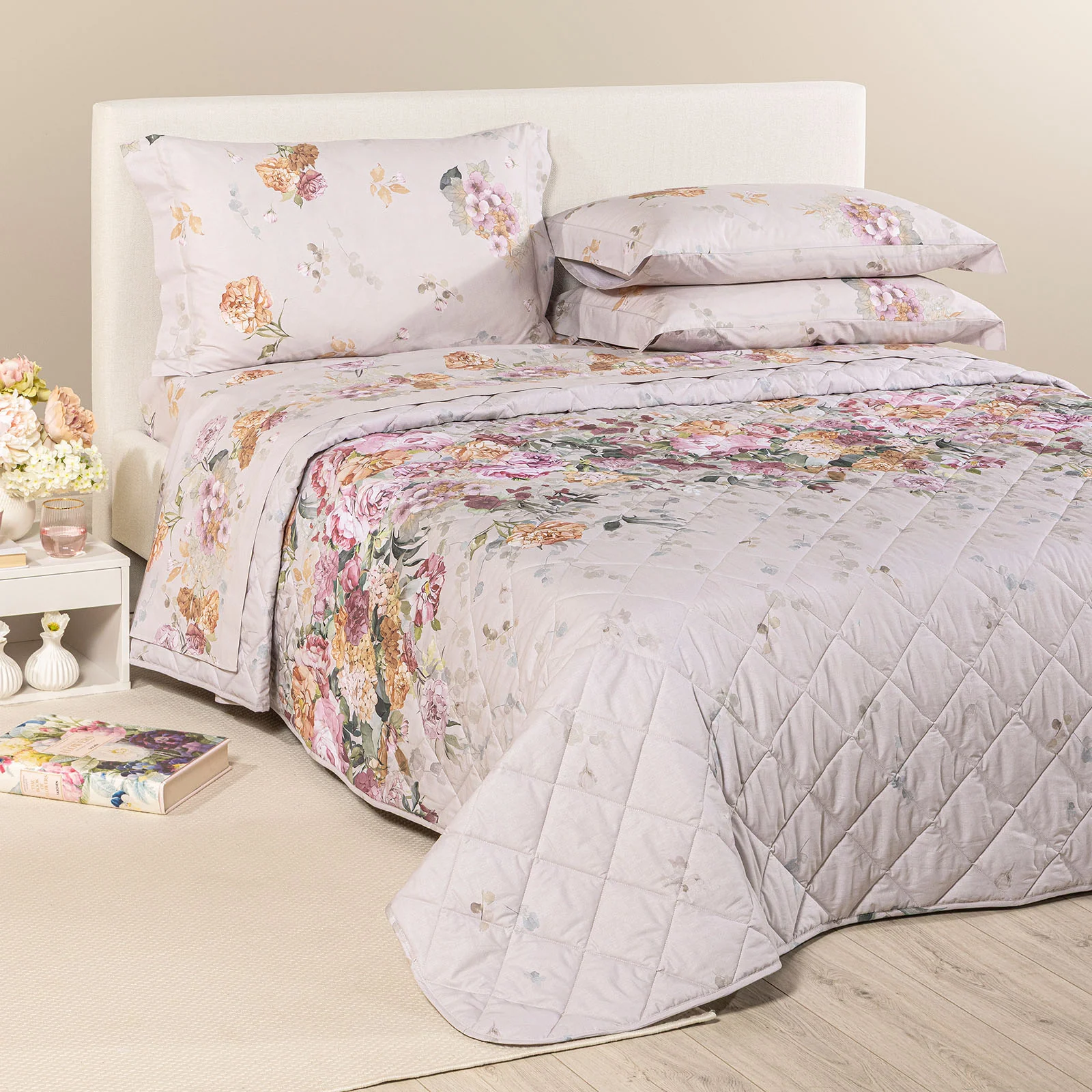 Copriletto Trapuntato In Cotone Ikebana Matrimoniale Unica Caleffi