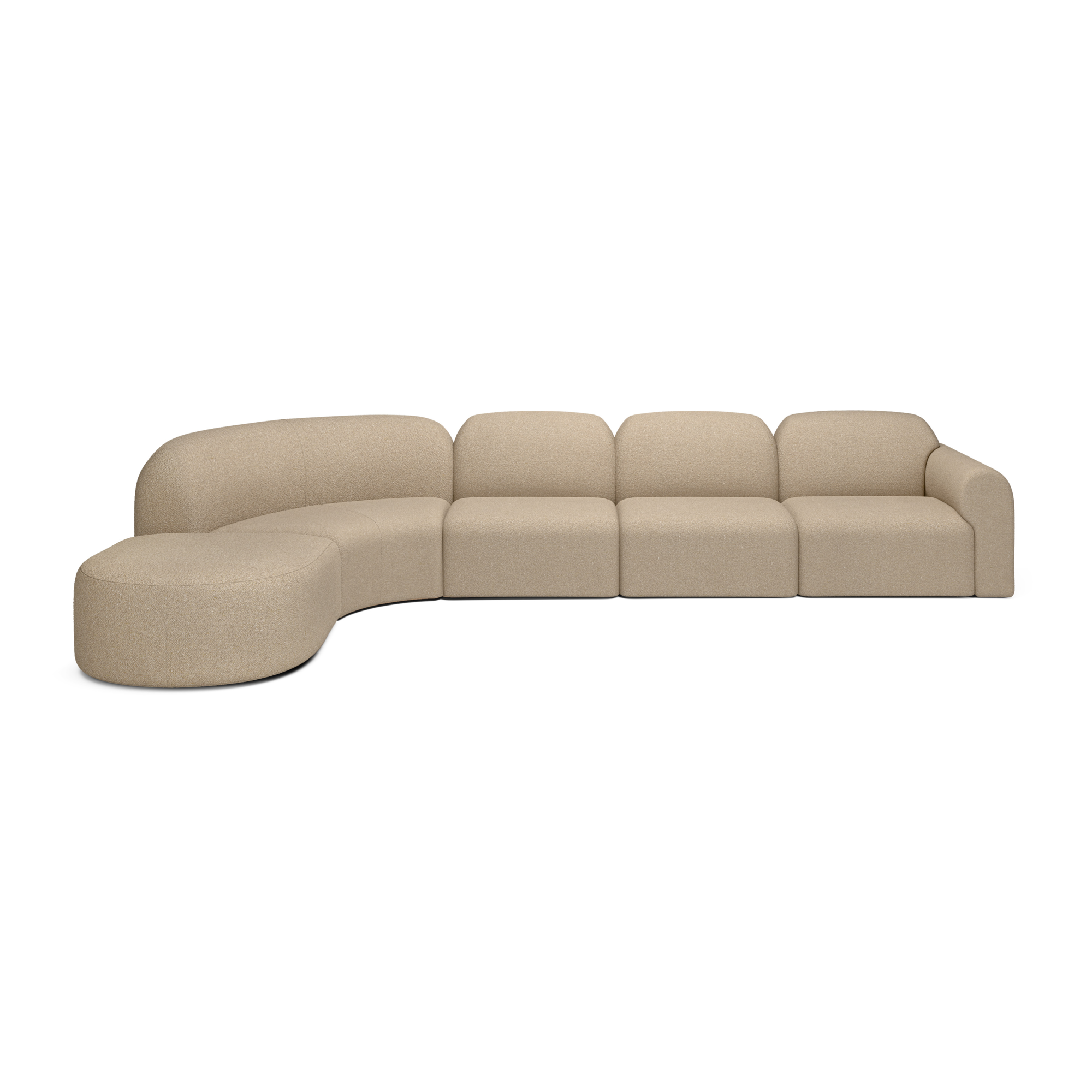 Modulaire bank Bulky hoek links ronde footstool almond