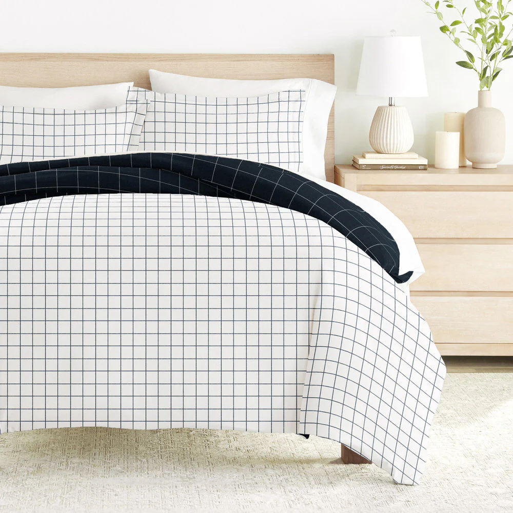 Rustic Windowpane Pattern 3-Piece Reversible Duvet Cover Set (Sale)
